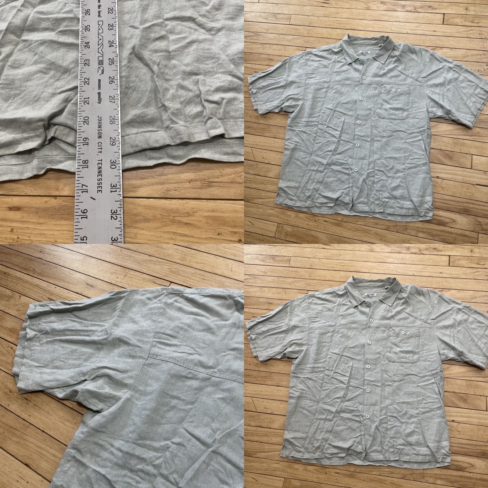Vintage VINTAGE Inserch Maxini Linen Shirt Men 3XL Button-Up Short Sleeve Collared Relaxed Green Linen Men Casual Summer Spring 3XL Mens Size US XXL / EU 58 / 5 - 8 Thumbnail
