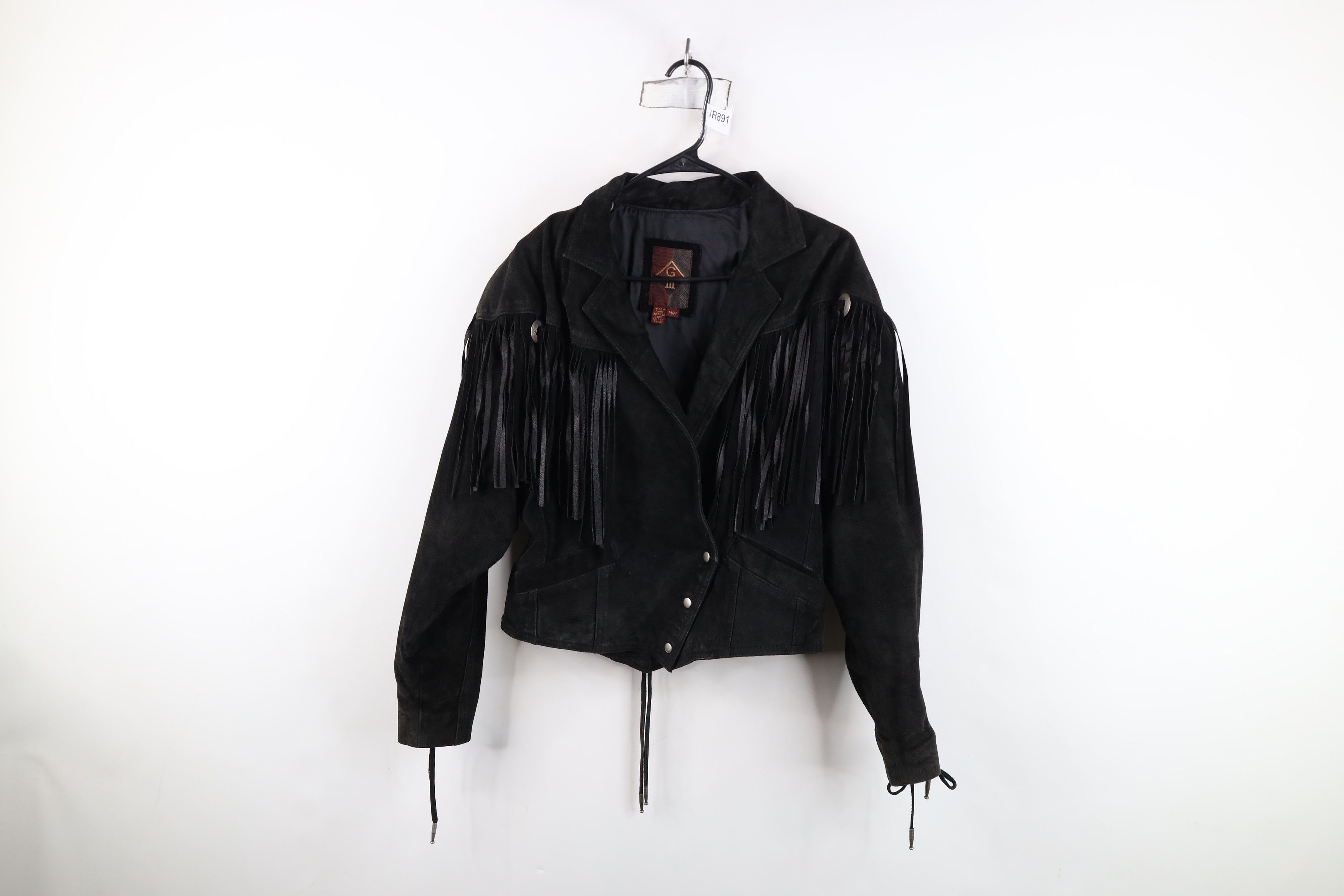 Vintage Vintage 90s Streetwear Western Suede Leather Jacket Black Size M / US 6-8 / IT 42-44 - 1 Thumbnail