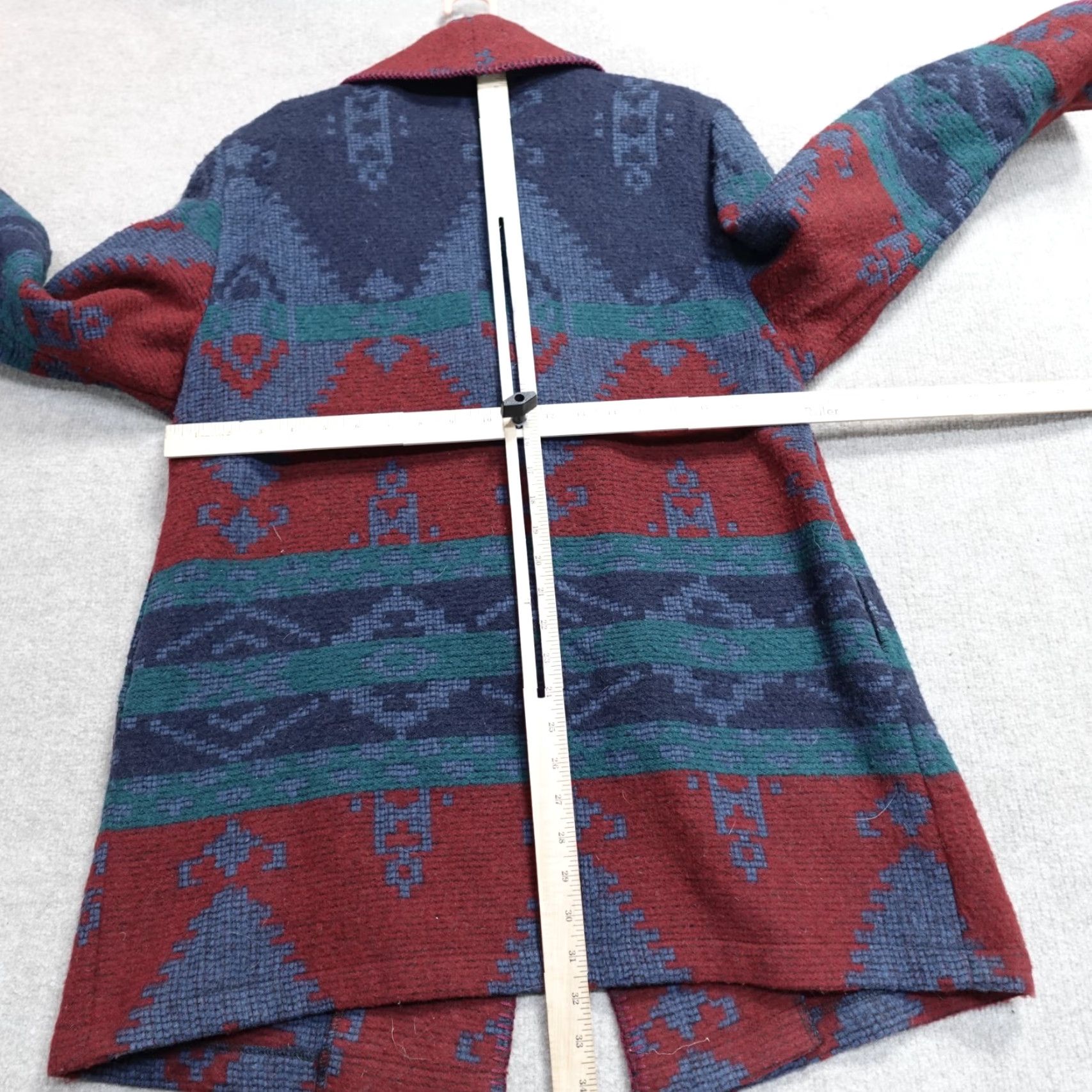 Eddie Bauer VINTAGE Eddie Bauer Womens Jacket Medium Blue Aztec Wool Shawl Collar Jacket Size M / US 6-8 / IT 42-44 - 4 Thumbnail