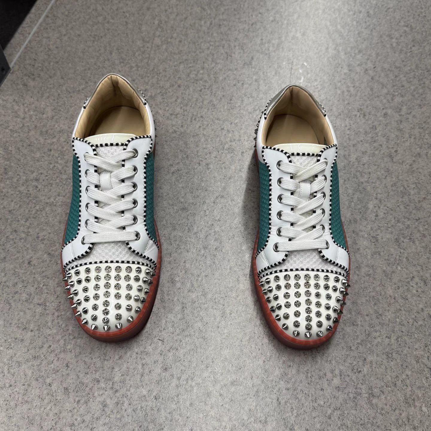 Christian Louboutin Christian Louboutin Colorblock Studded Red-Sole Sneakers K15 Size US 7.5 / EU 40-41 - 5 Thumbnail