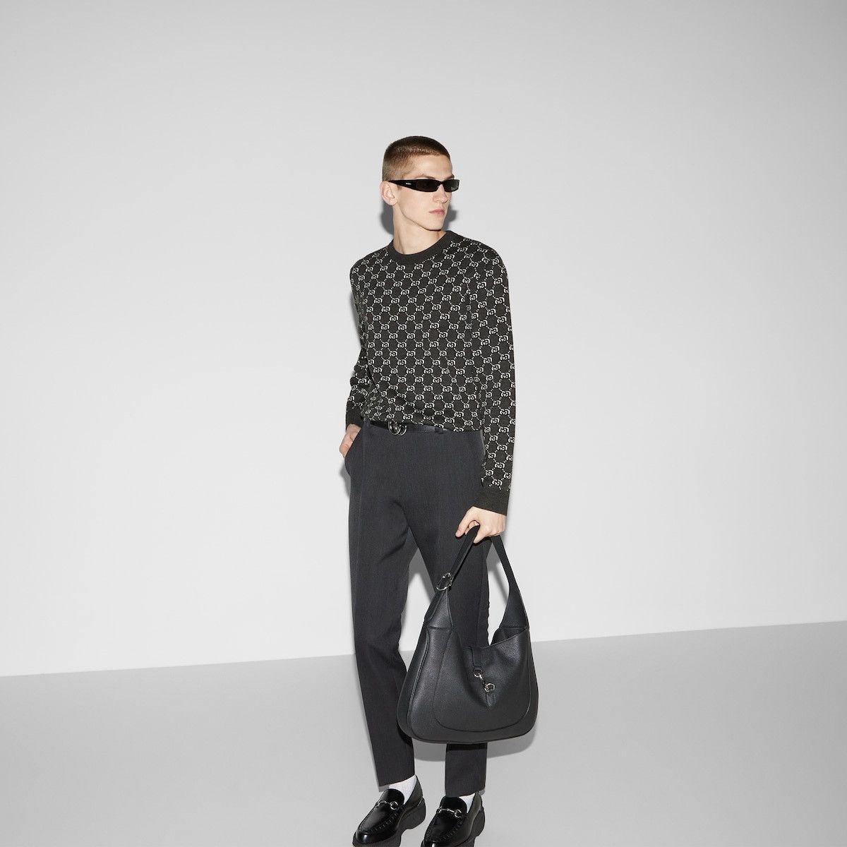 Gucci o1s1wg110925 Wool Jacquard Sweater With GG Shadow Size US XS / EU 42 / 0 - 6 Thumbnail