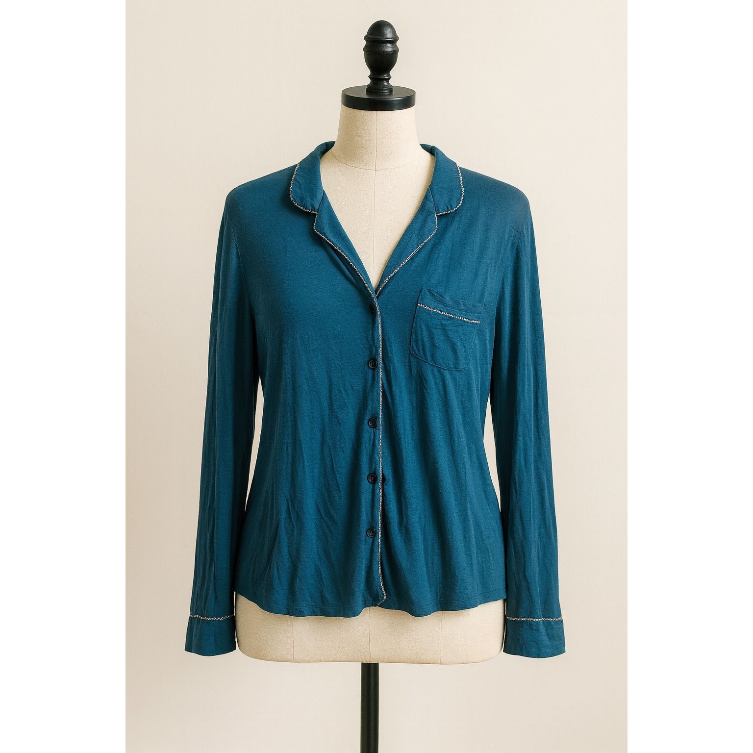 Victoria's Secret Victoria’s Secret Teal Modal Button-Up Pajama Top S Size S / US 4 / IT 40 - 1 Thumbnail