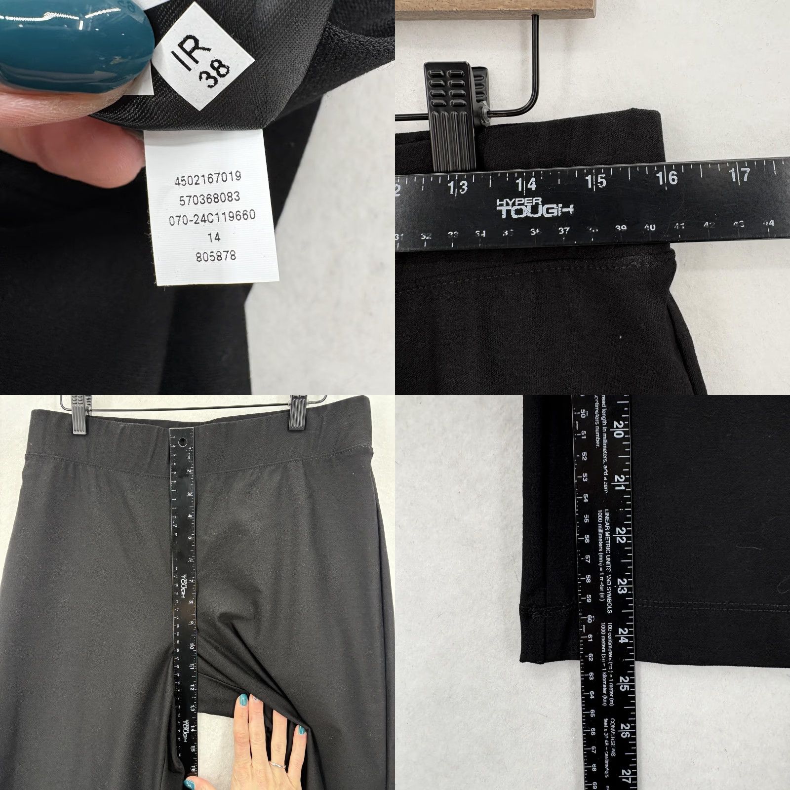 Vintage Chico's Wide Leg Crop Pants Womens Medium Black Pull On Slinky Knit Crepe Size 32" / US 10 / IT 46 - 8 Thumbnail