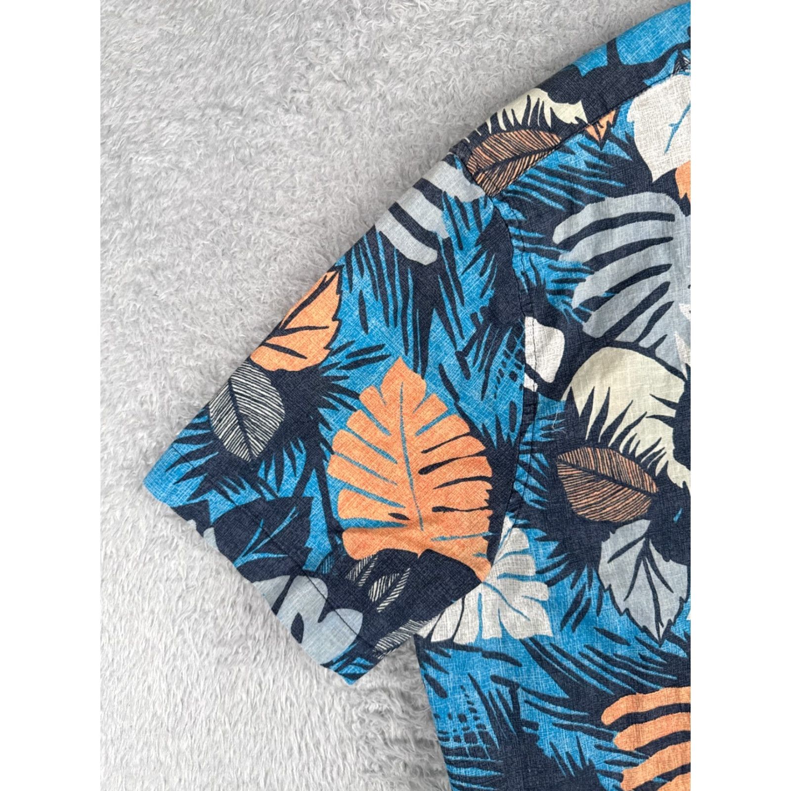Vintage St. Johns Bay Shirt Men 2XL Blue Floral Palm Leaf Hawaiian 100% Cotton Button-Up Size US XXL / EU 58 / 5 - 3 Thumbnail