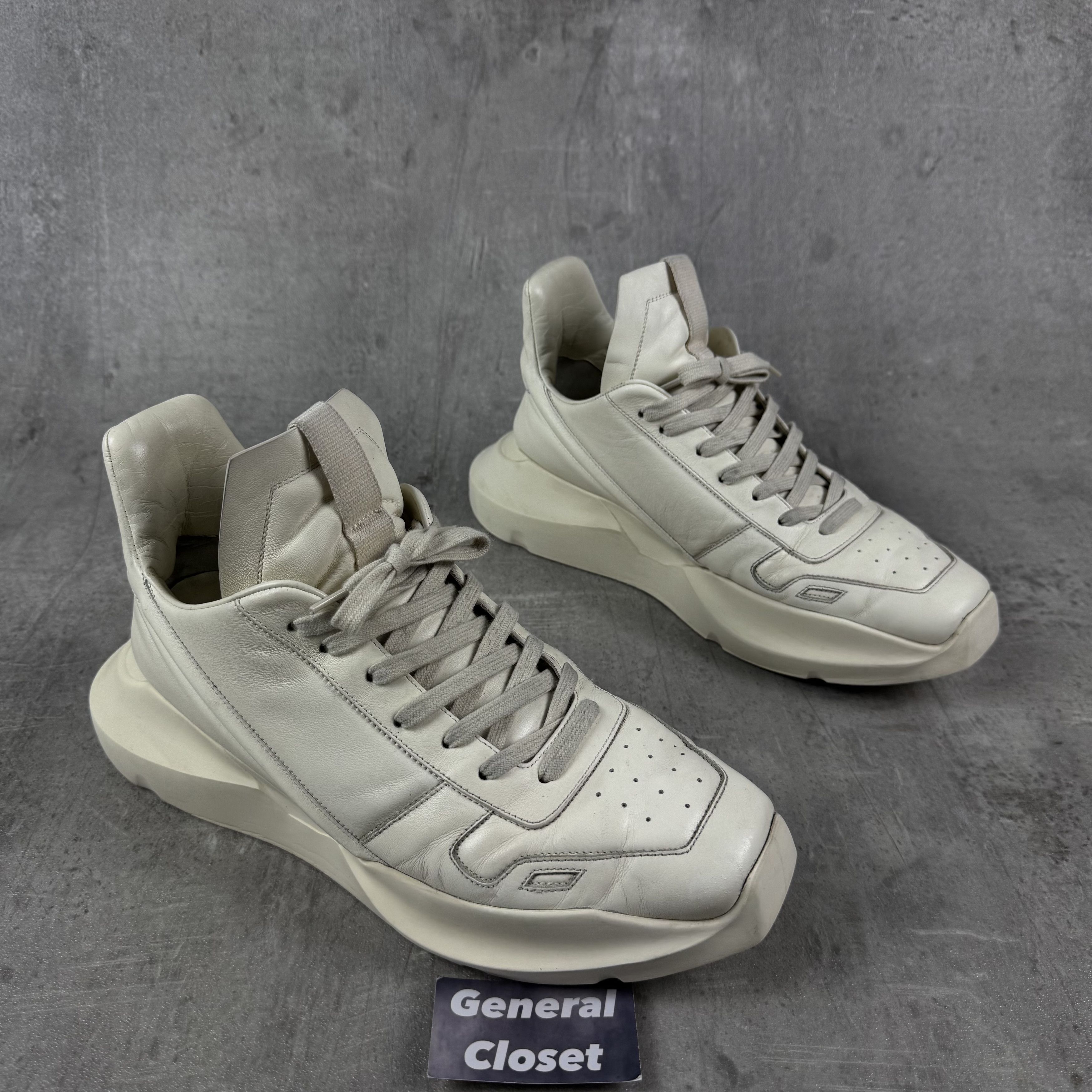 Rick Owens RICK OWENS Geth Runner Sneakers in White Size EU42 Size US 9 / EU 42 - 2 Thumbnail