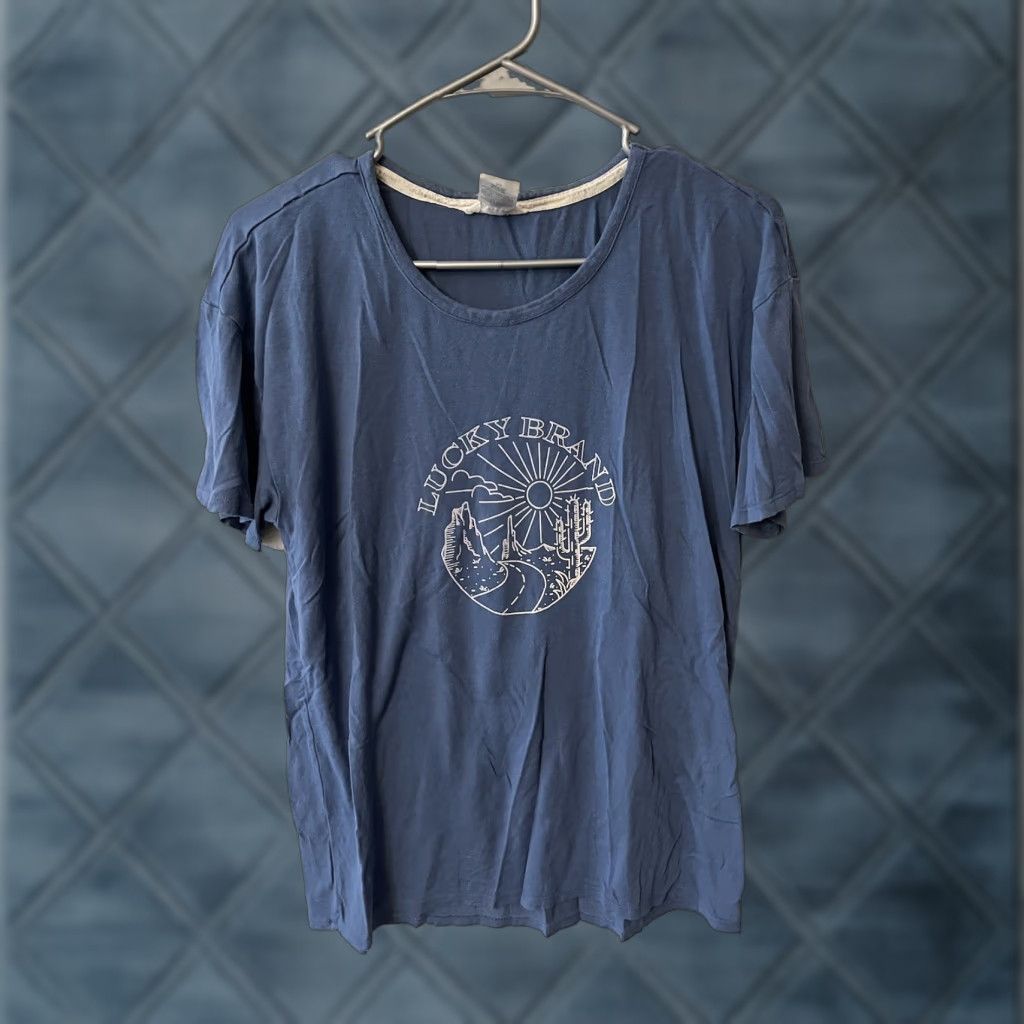 Lucky Brand Lucky Brand Sleepshirt Small Blue Solid Short Sleeve Womens Crew Neck Nightshirt Lounge Stars Cotton Modal S Shorts? Size S / US 4 / IT 40 - 1 Thumbnail