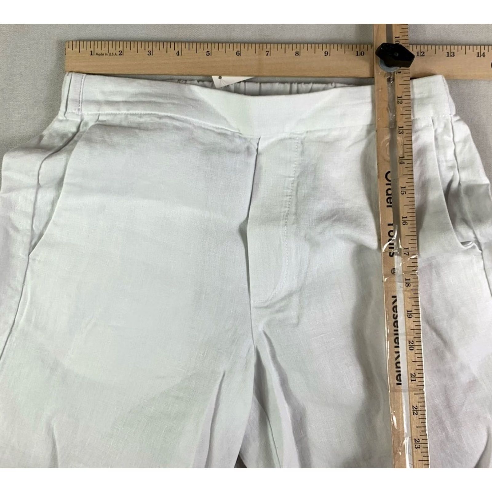 Madewell Madewell Pants Cropped Linen White Pull On Wide-Leg 2XS 26x25 Women Comfort Pockets Elastic Waist | NV539 Size 24" / US 00 / IT 34 - 5 Thumbnail
