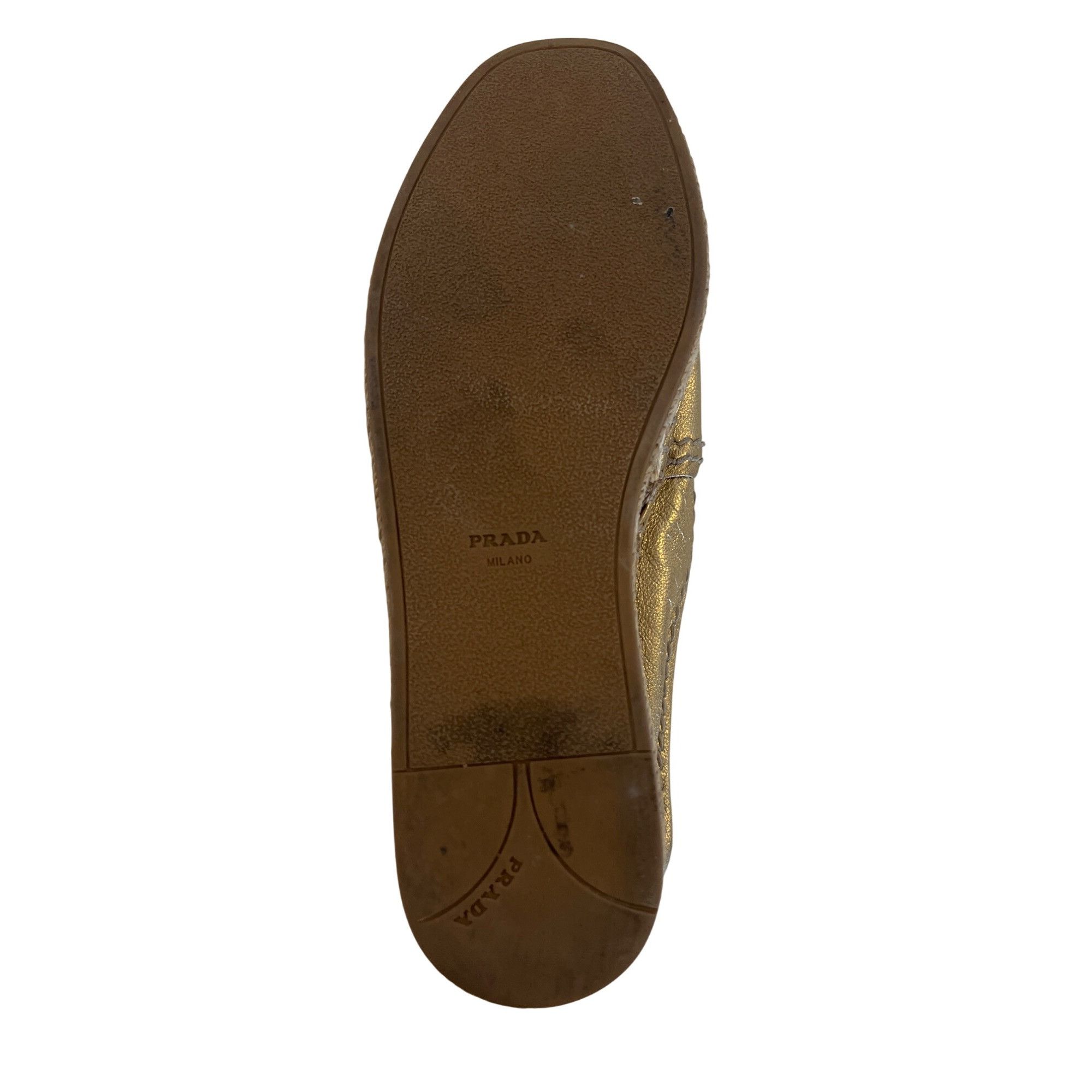 Prada Prada Gold Metallic Peep-Toe Espadrilles Size US 7.5 / IT 37.5 - 19 Thumbnail