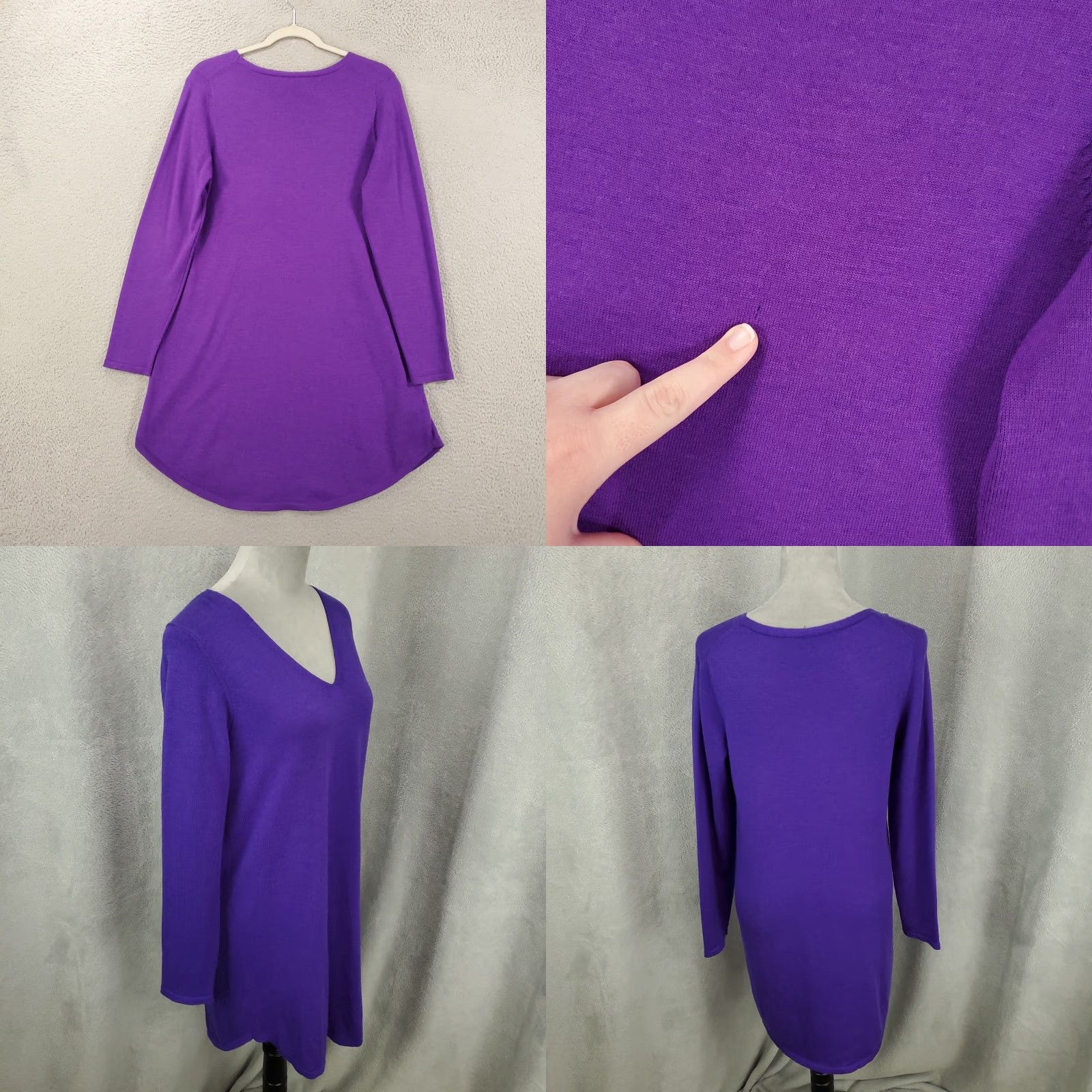 Eileen Fisher EILEEN FISHER Merino Wool Sweater Womens Small Purple Lightweight V-Neck Tunic Casual Size S / US 4 / IT 40 - 8 Thumbnail