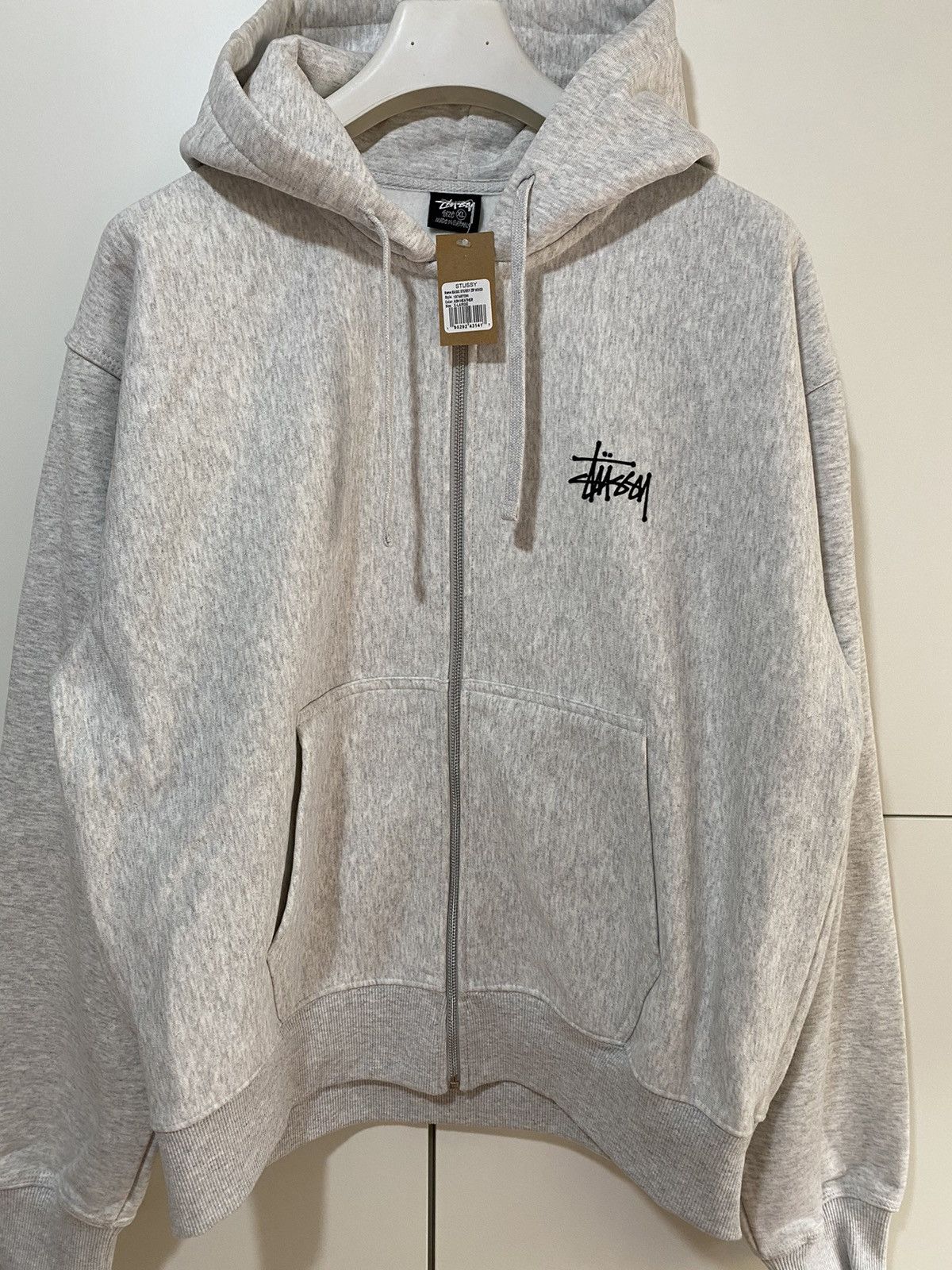 Stussy Gray Basic Logo sweatshirt with front-back print, new Size US XL / EU 56 / 4 - 2 Thumbnail