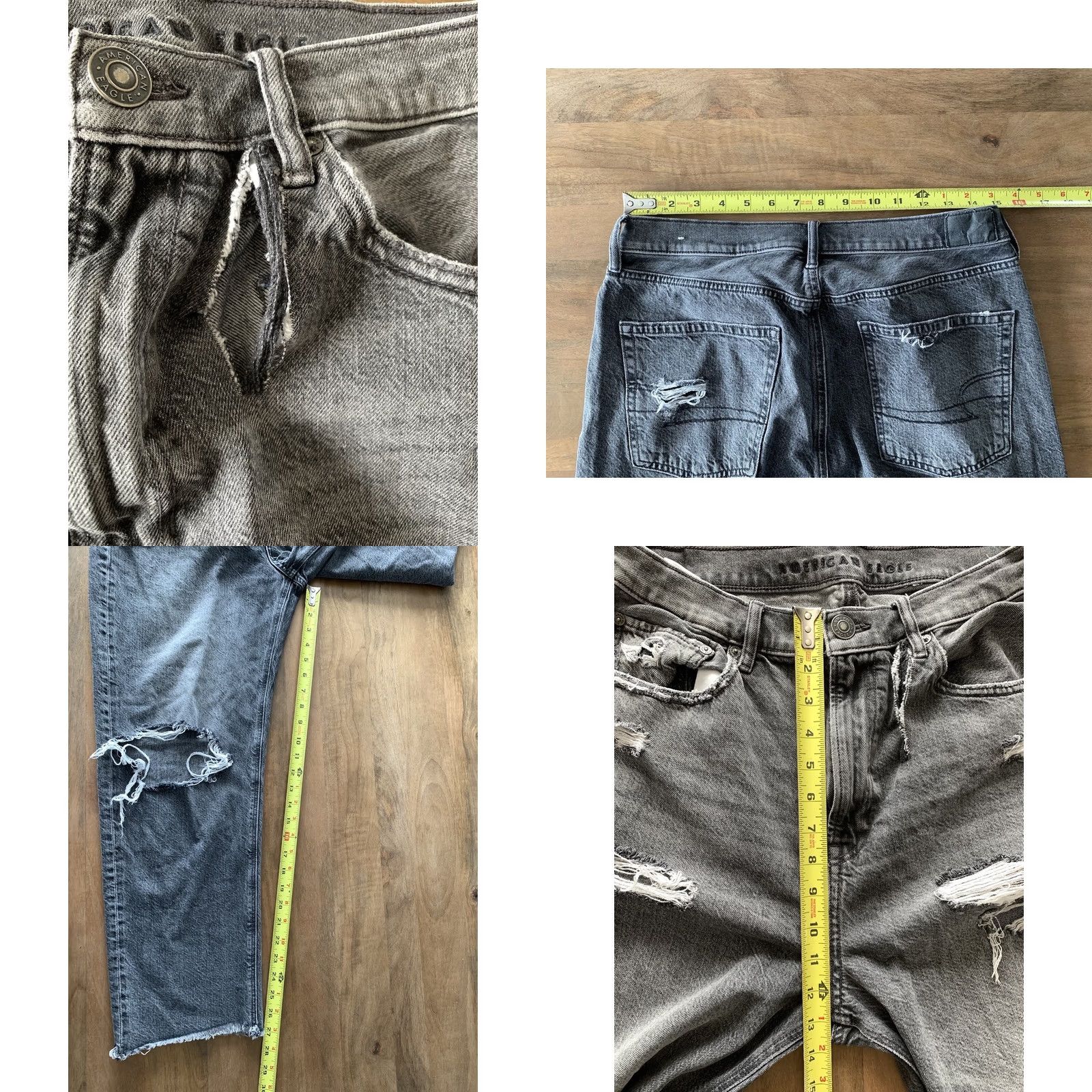 American Eagle Outfitters VINTAGE American Eagle Jeans Womens 12R 30x27 Higher Rise 90s Boyfriend Distressed Black Size 30" / US 8 / IT 44 - 8 Thumbnail