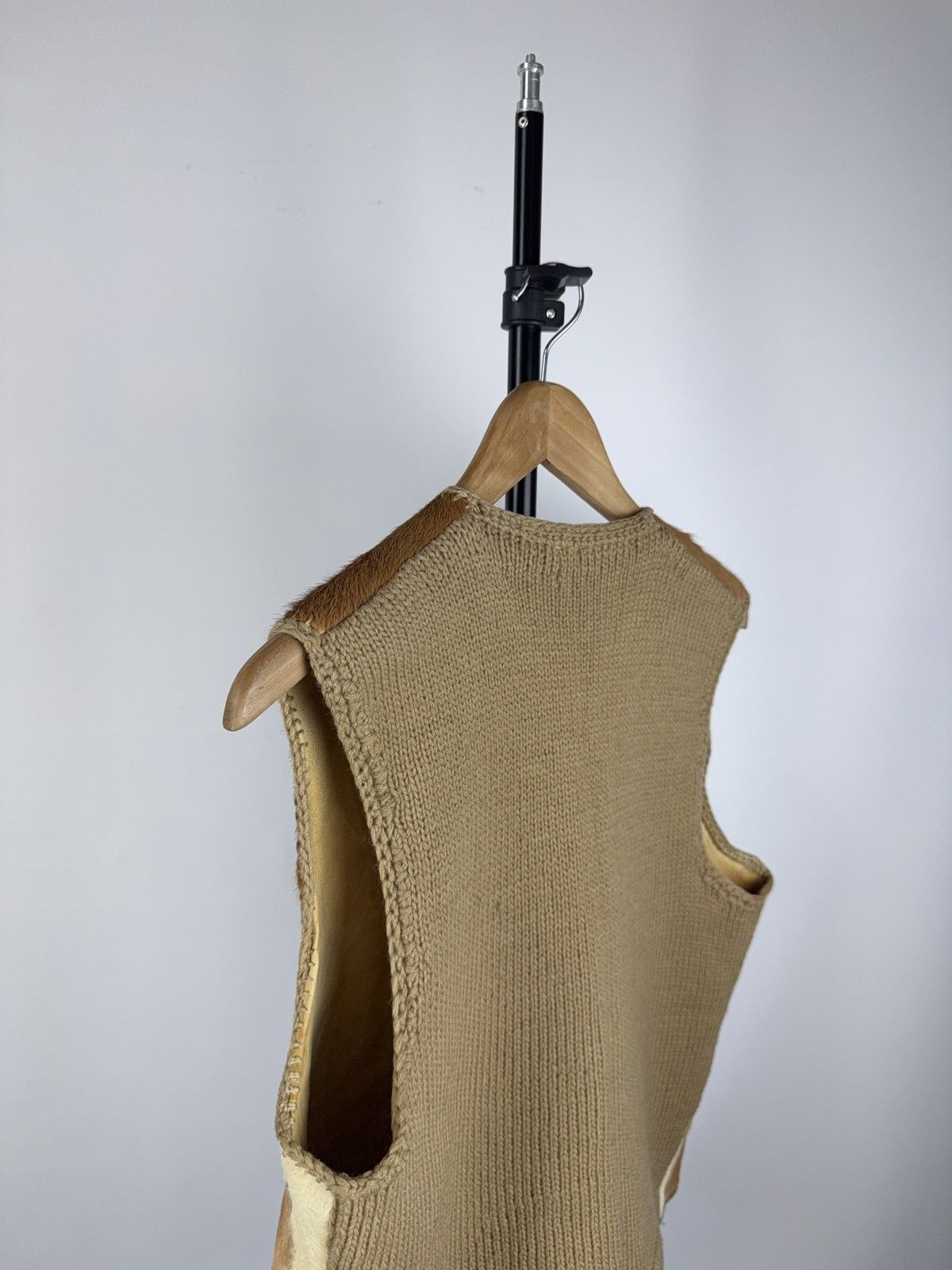 Cowboy Equipment × Vintage Vntg 90s hair-on hide Handmade leather / knit Y2K USA vest Size US S / EU 44-46 / 1 - 8 Thumbnail