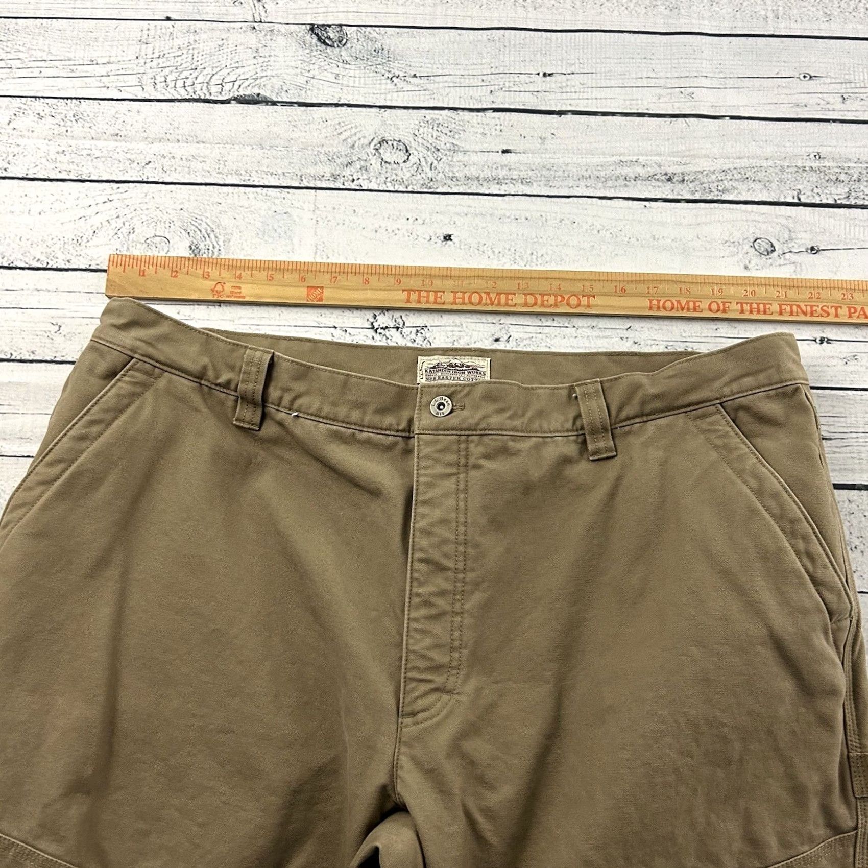 Vintage Katahdin Iron Works Nor' Easter Khakis Pants Mens 44x30 Beige Cotton Lined Fleece pants Size US 44 / EU 60 - 4 Thumbnail