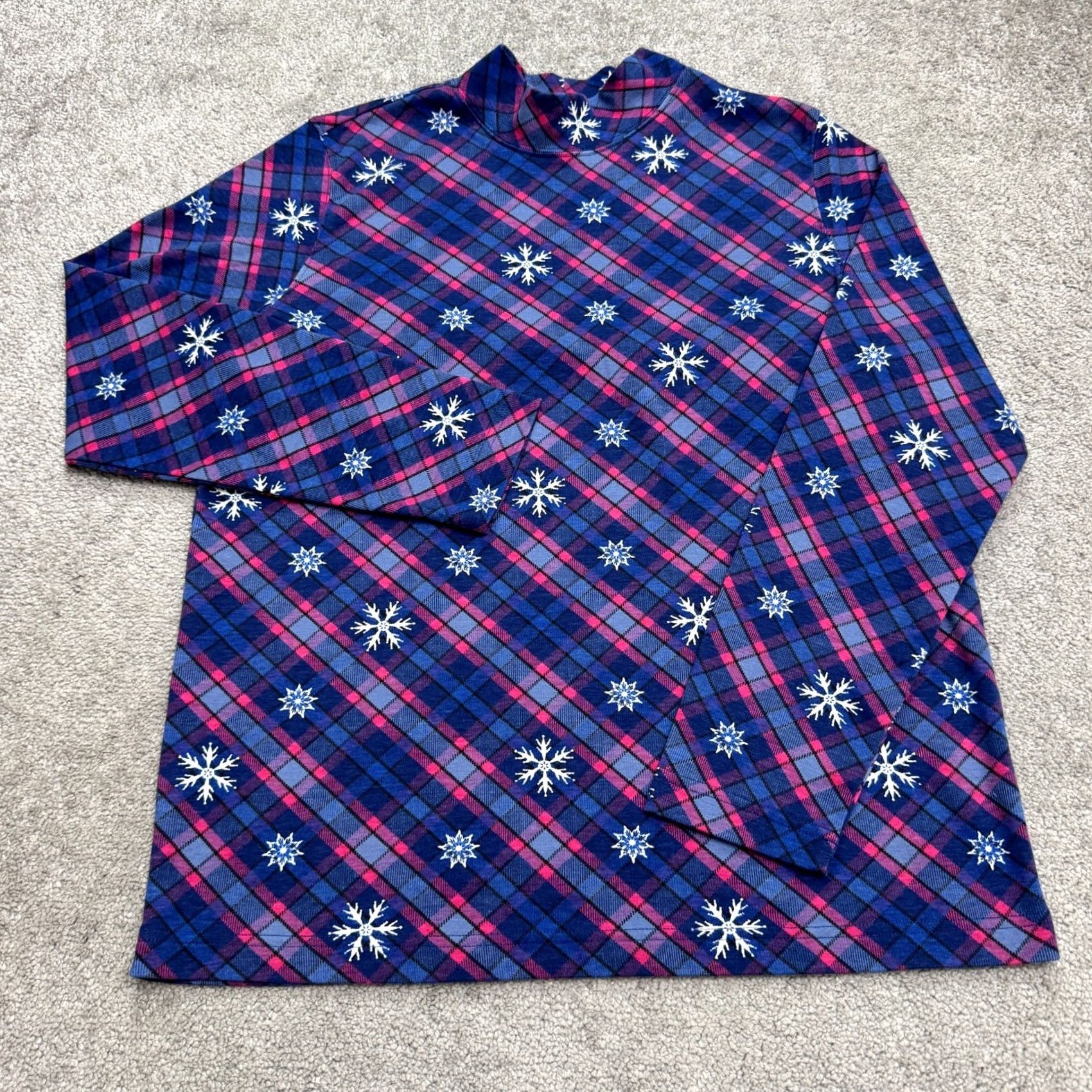 Blair Blair Plaid Long Sleeve Shirt Womens Large Multicolor Mock Neck Casual Knit Top Size L / US 10 / IT 46 - 2 Thumbnail