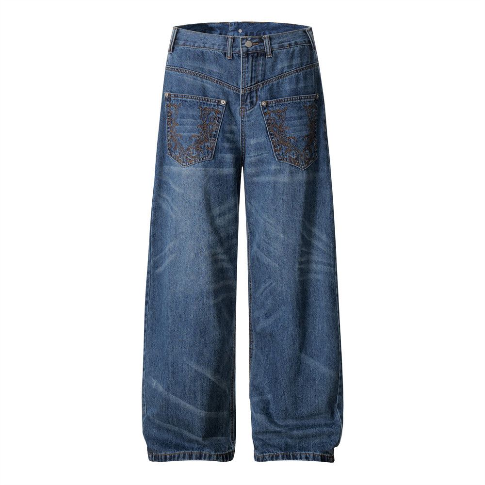 Jean Men's Retro Pocket Casual Straight Leg Jeans y2k Size US 32 / EU 48 - 1 Thumbnail