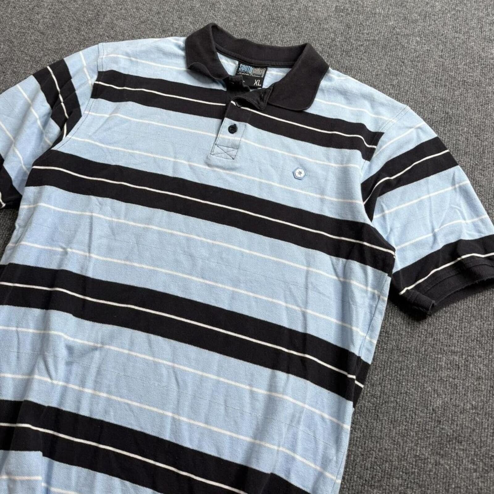 Southpole Vintage Y2K Southpole Striped Polo Shirt Blue Black XL Size US XL / EU 56 / 4 - 1 Thumbnail