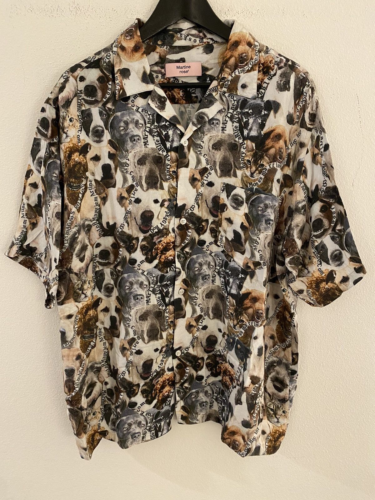 image of Martine Rose Dog Print Hawaiian Shirt Xl, Men's