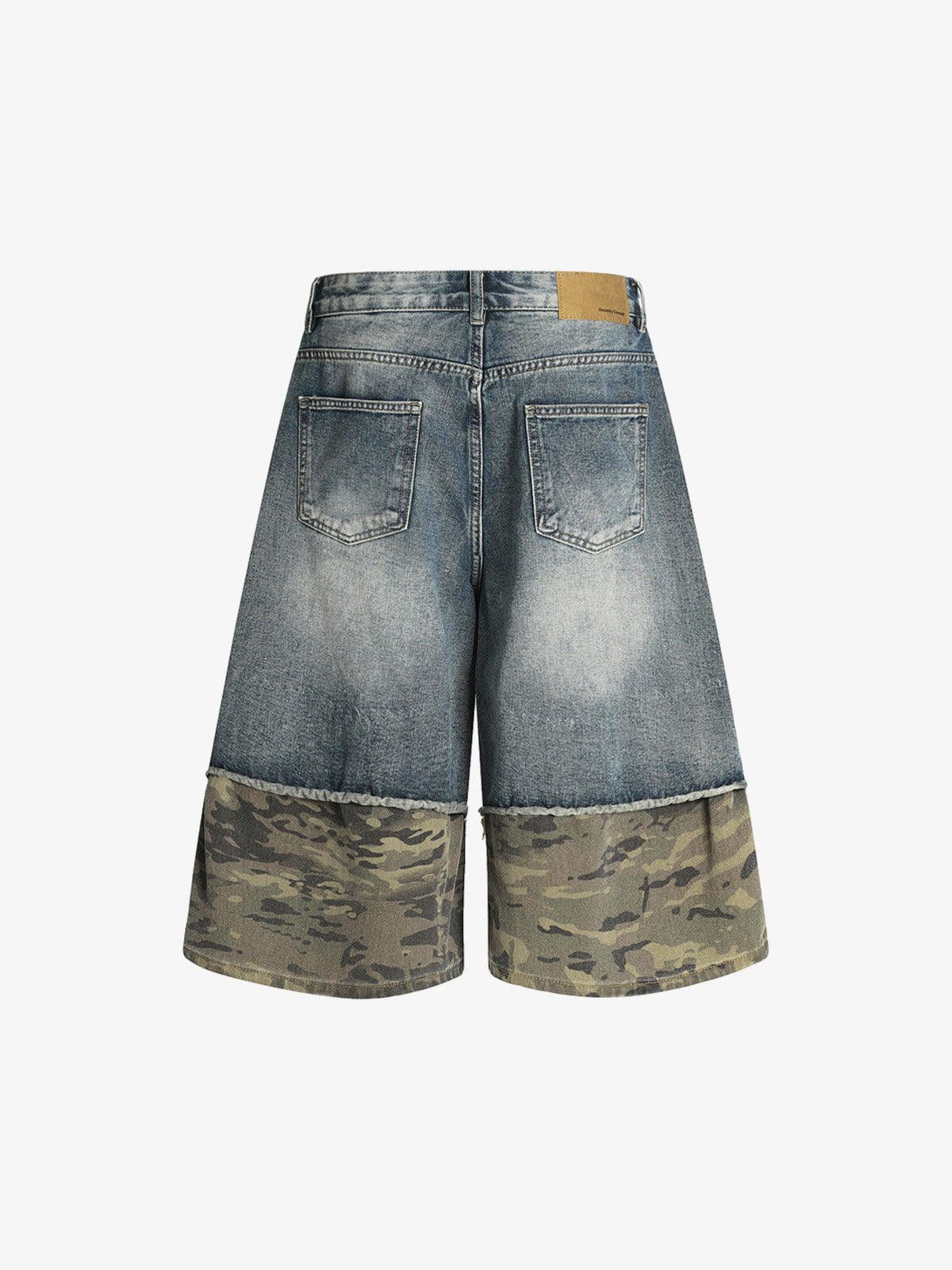 Vintage Camouflage Hem Patchwork Denim Shorts Size US 32 / EU 48 - 2 Thumbnail