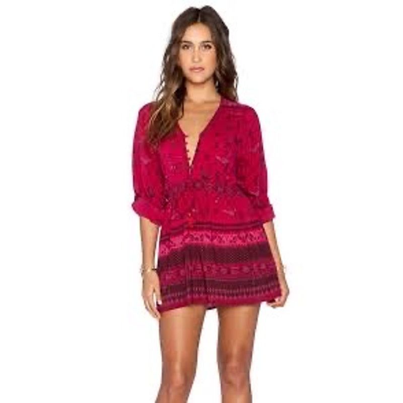 Spell Spell & The Gypsy Phoenix Play Dress Magenta Boho Mini XS Size XS / US 0-2 / IT 36-38 - 1 Thumbnail