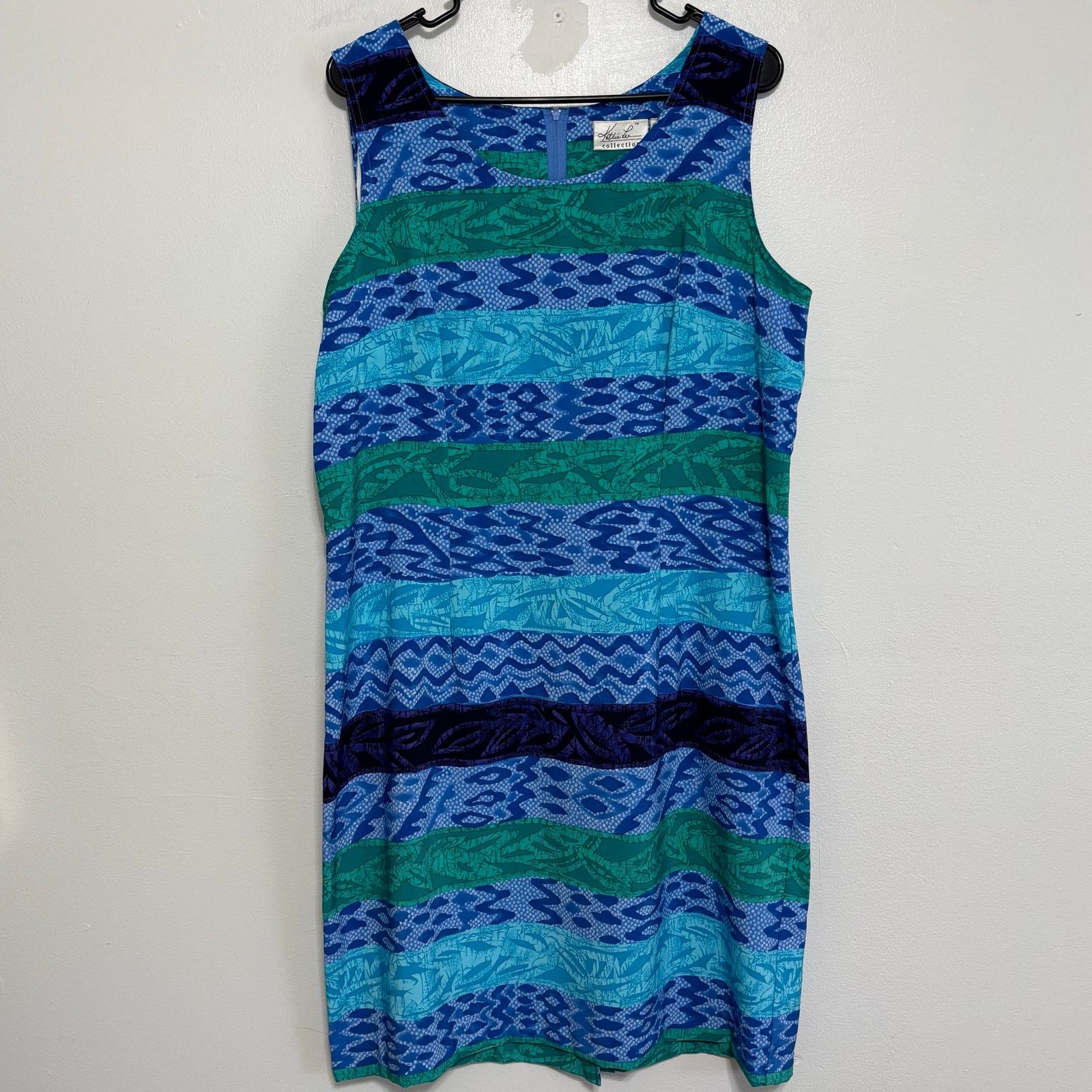 Other Kathie Lee Collection Blue Green Tropical Shift Dress 16 Size XXL / US 16-18 / IT 52-54 - 1 Thumbnail
