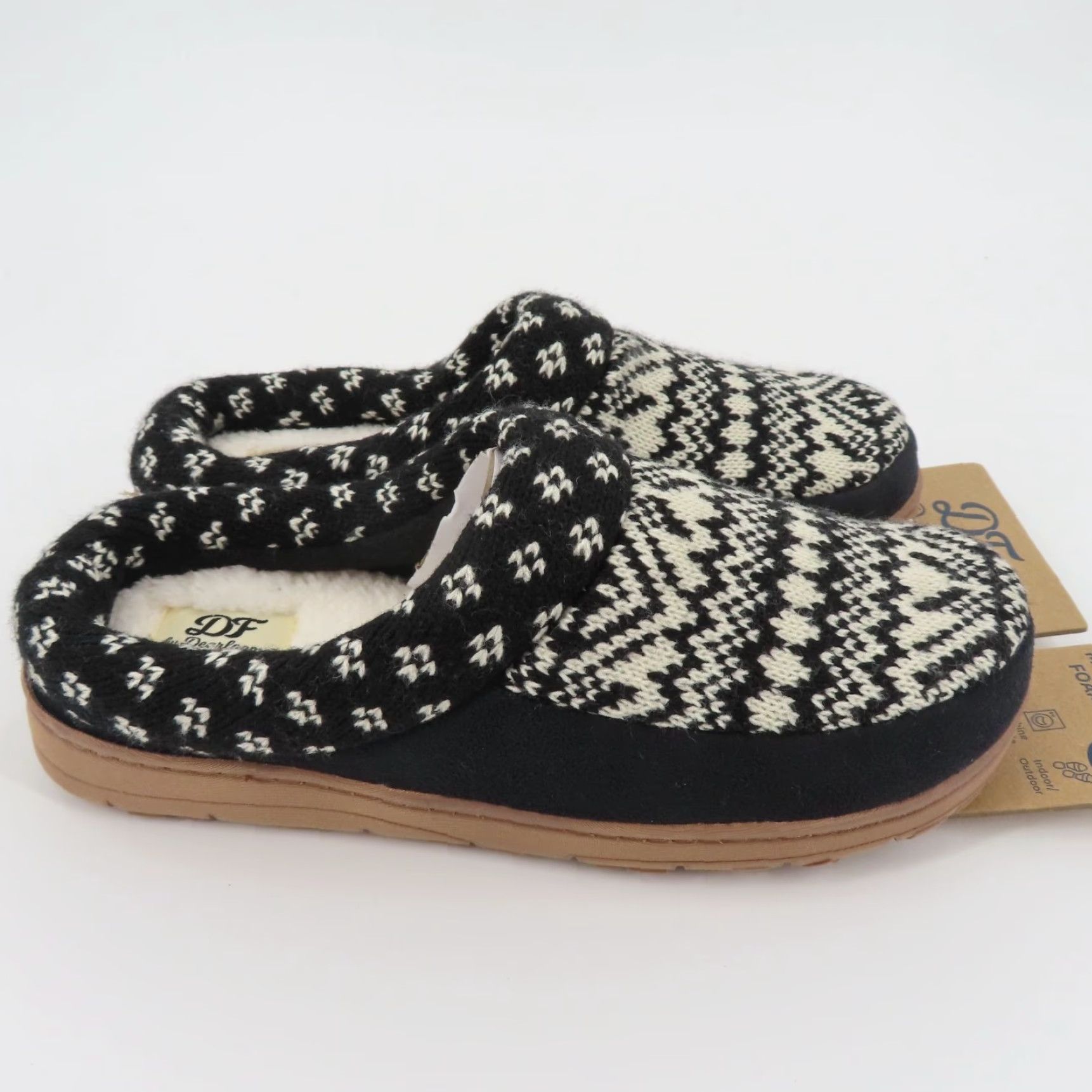 Vintage Dearfoams Slipper Women 9-10 Black Knit Memory Foam Slip-On Indoor Outdoor NEW Size ONE SIZE - 7 Thumbnail