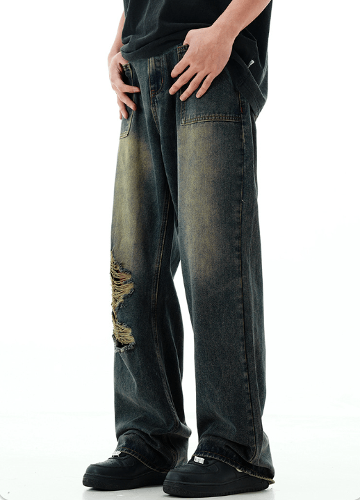 Japanese Brand × Jean American men's high street distressed washed ripped jeans Size US 34 / EU 50 - 3 Thumbnail