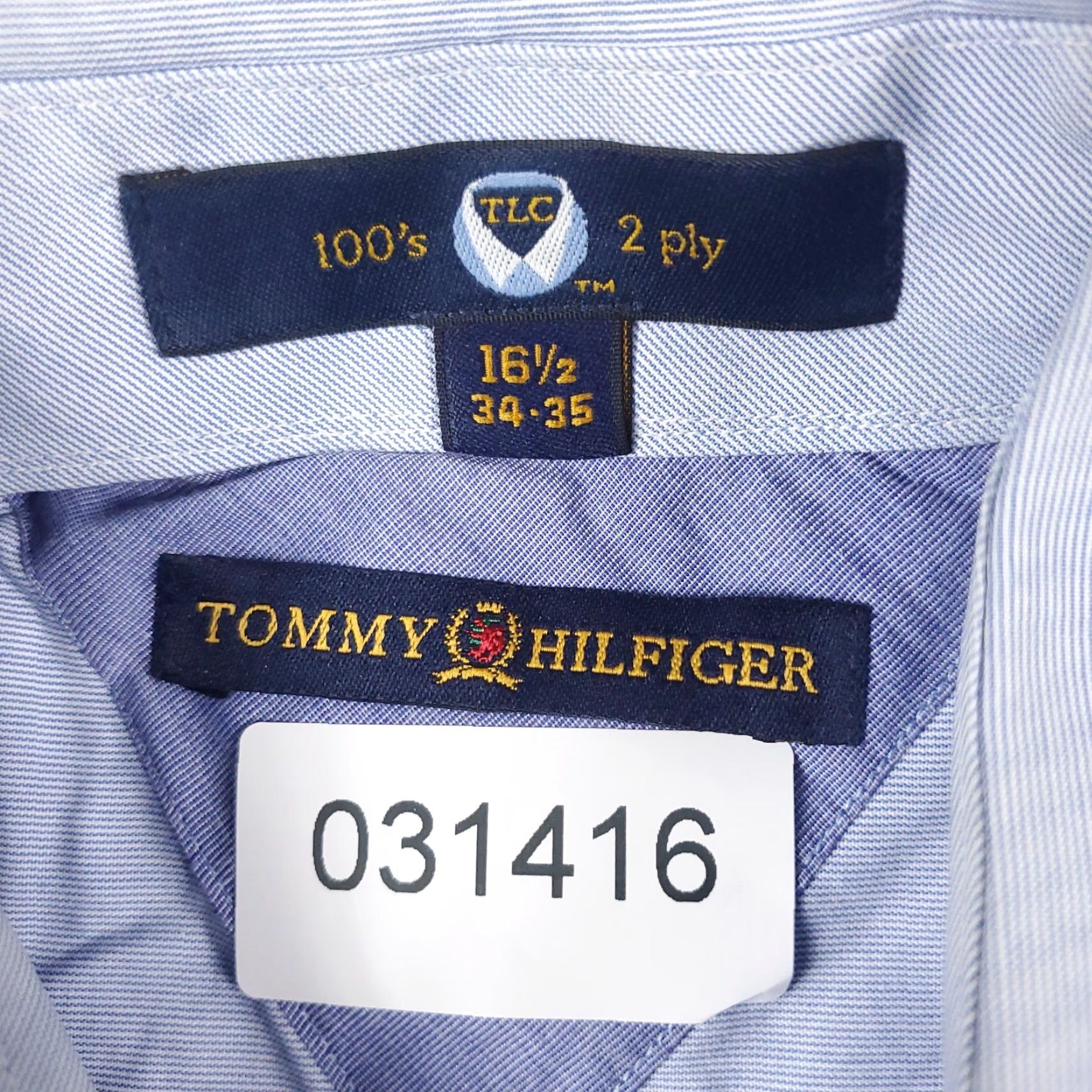Tommy Hilfiger Tommy Hilfiger Dress Shirt Men 16.5 Blue Long Sleeve Button-Up Collared Mens Size 42R - 6 Thumbnail