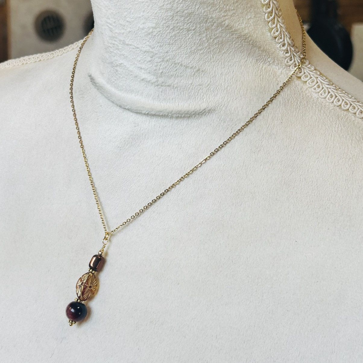 Handmade Handcrafted elegant art glass beaded pendant necklace Size ONE SIZE - 4 Thumbnail