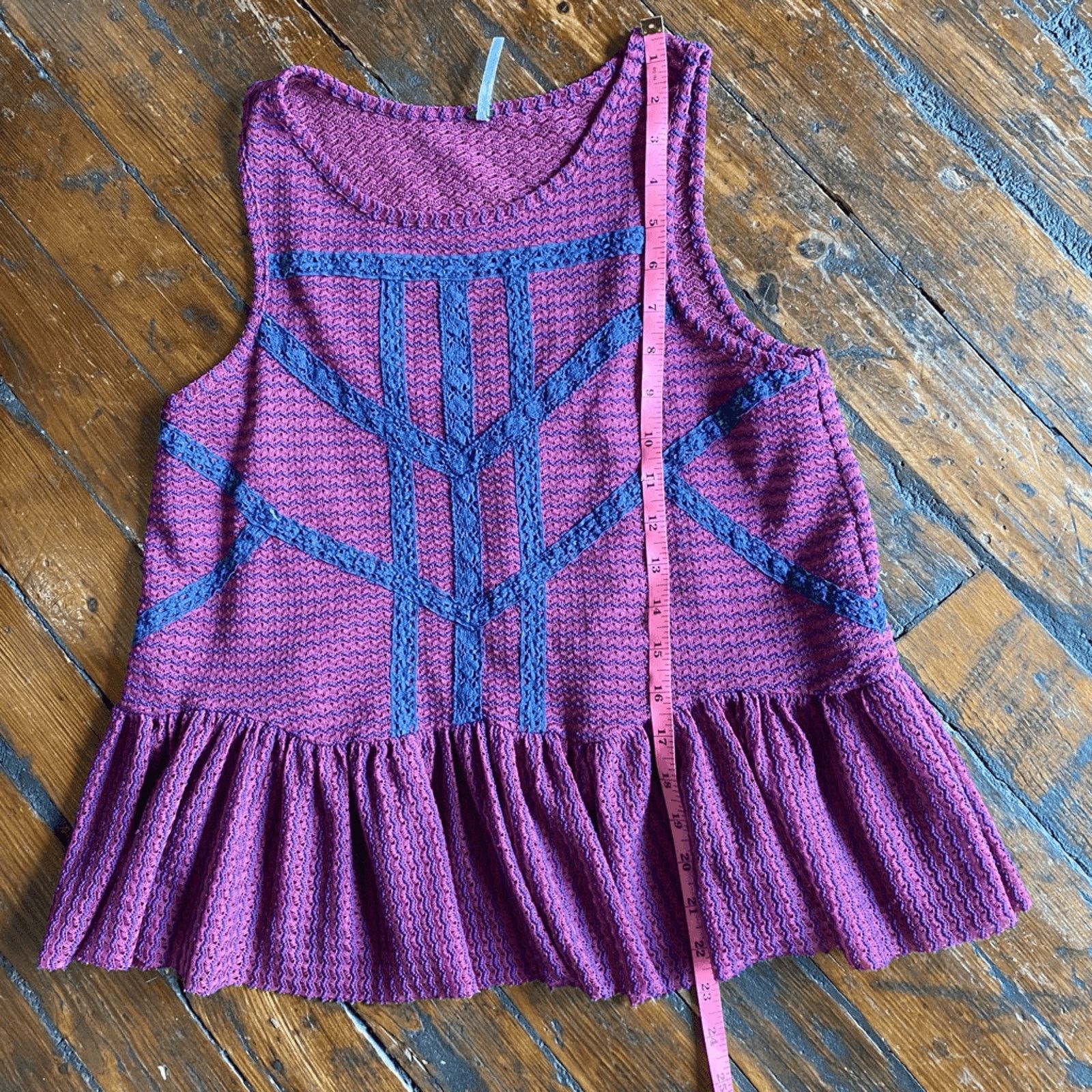 Free People Free People Crochet Purple Blue Peplum Tank Blouse Size XS Size XS / US 0-2 / IT 36-38 - 6 Thumbnail