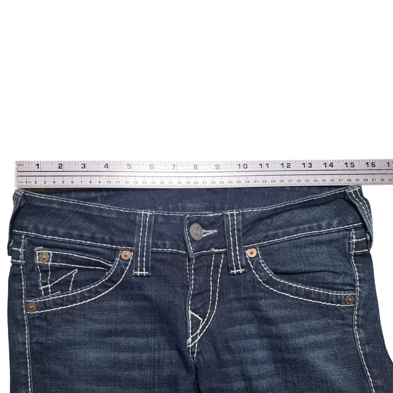 True Religion True Religion Julie Big T Jeans Womens 29 Low Rise Dark Wash Size 29" - 6 Thumbnail