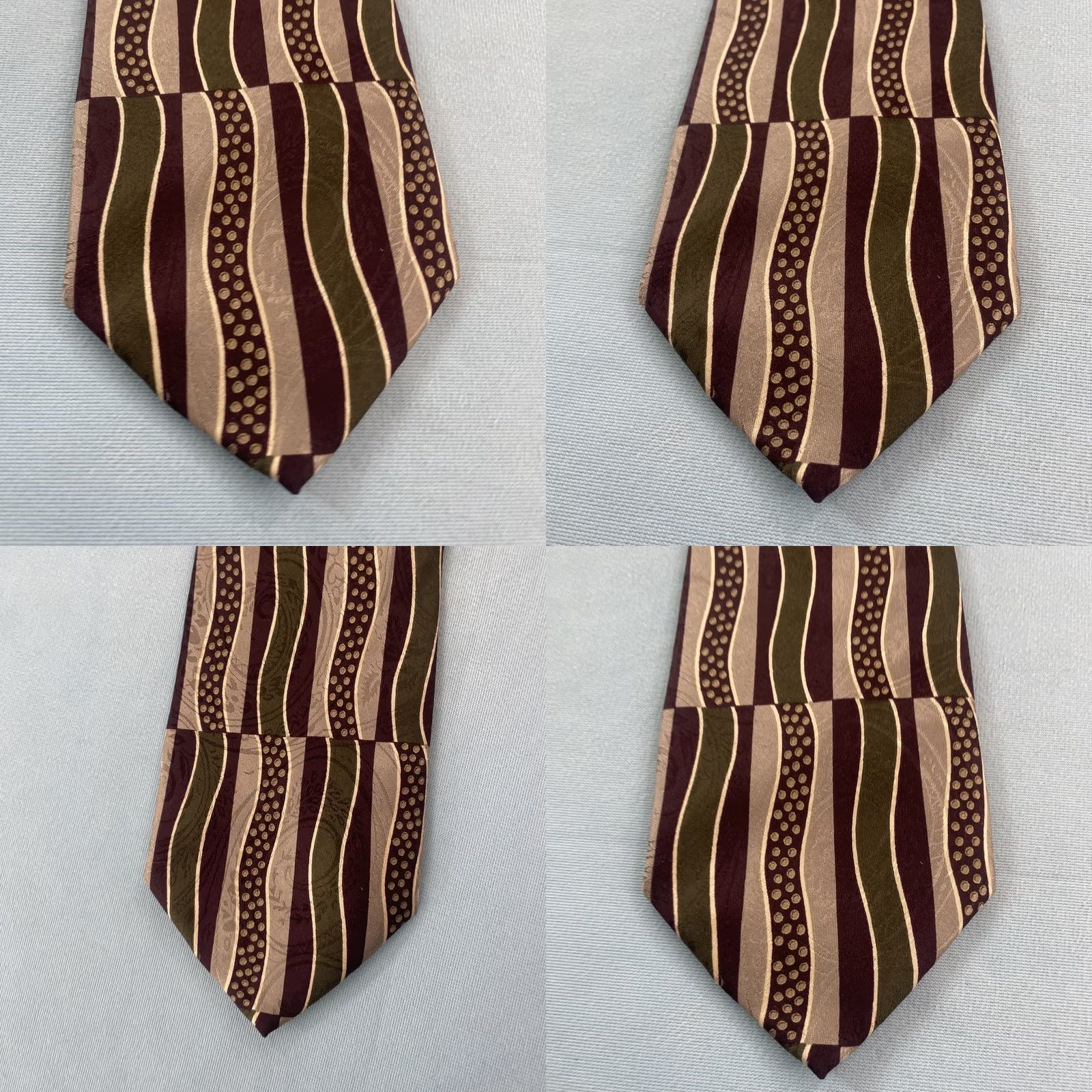 Vintage VINTAGE Clubfellow Italy Silk Necktie MCM Wavey Stripe Earth Psychedelic Geometric 4x60 Neck Tie Men Size ONE SIZE - 9 Thumbnail