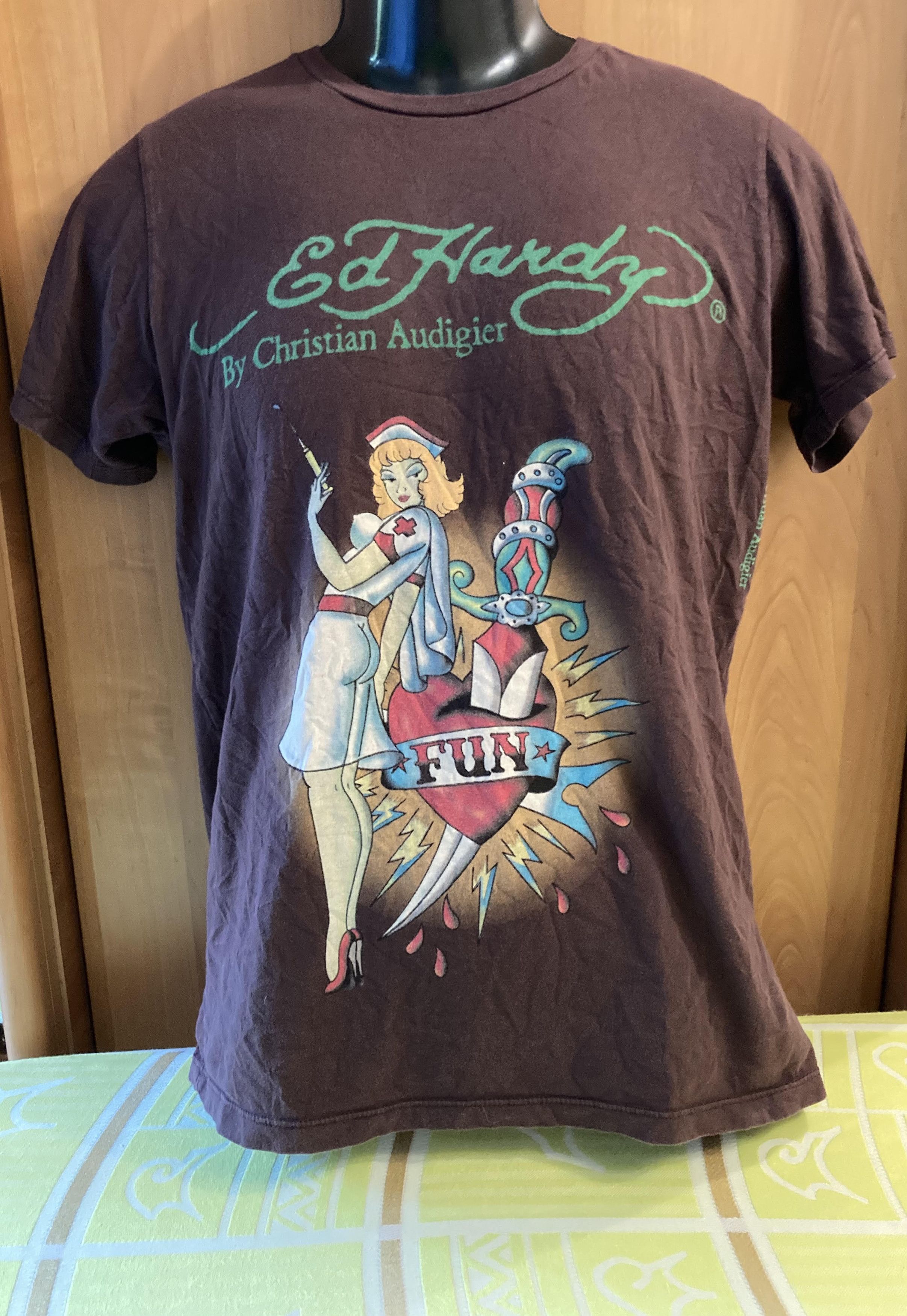 Ed Hardy vintage Naughty Nurse Design doctor fun tee