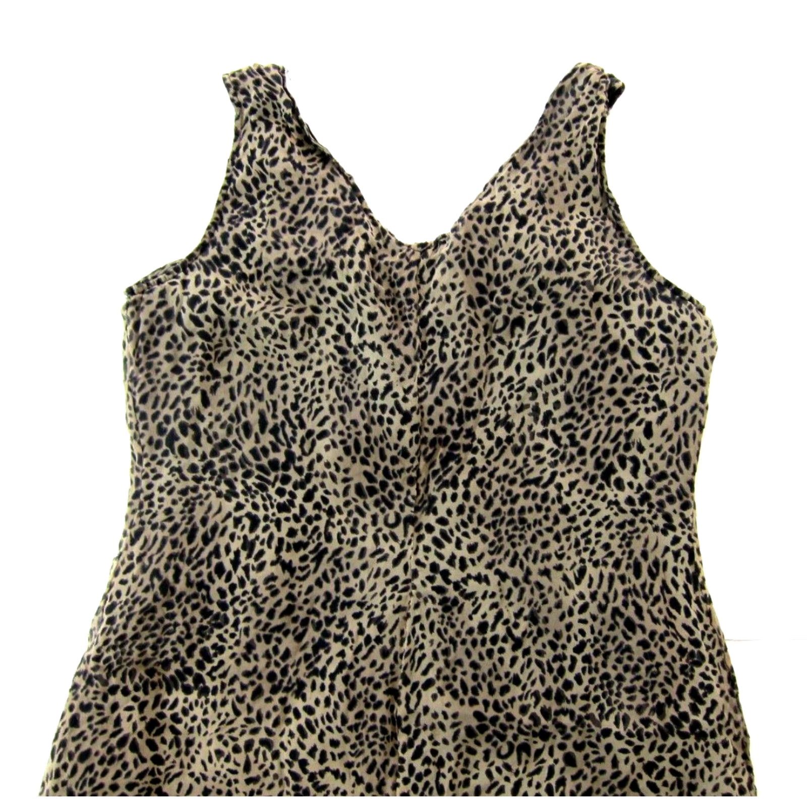 Calvin Klein Calvin Klein 100% Silk Brown Black Cheetah Print Straight Tank Tunic Dress 14 Size XL / US 12-14 / IT 48-50 - 5 Thumbnail