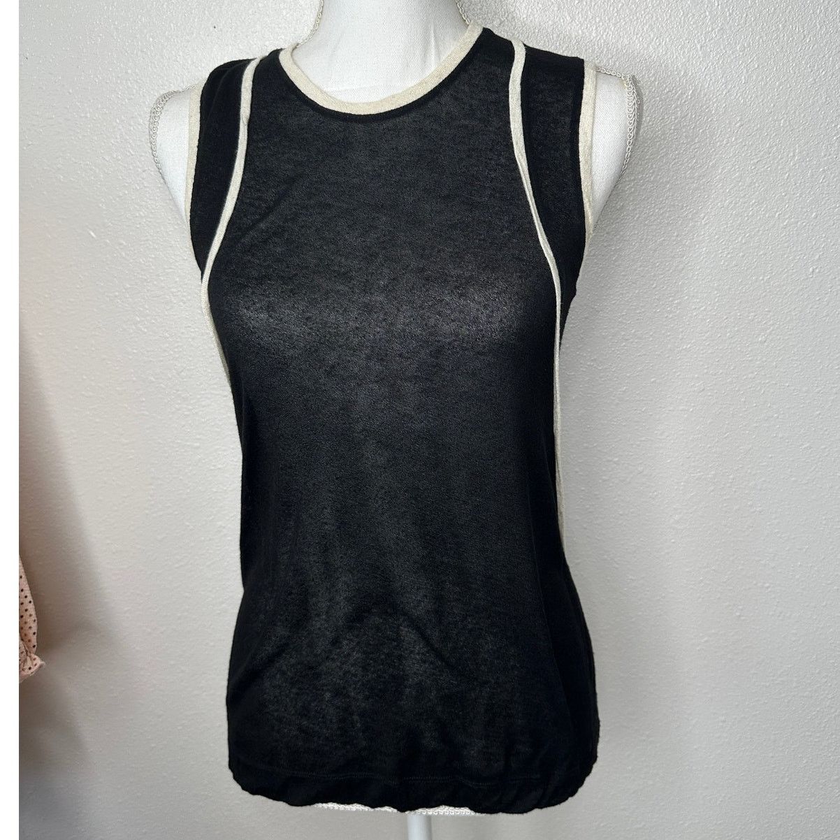 Rag & Bone Rag & Bone Black & Cream Round Neck Sleeveless Sheer Tank S Size S / US 4 / IT 40 - 3 Thumbnail