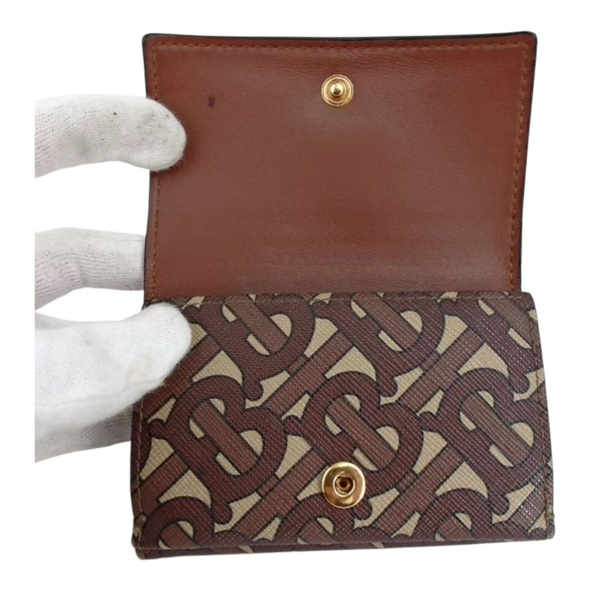 Burberry BURBERRY TB monogram Tri-fold wallet PVC/leather EUC Size ONE SIZE - 7 Thumbnail