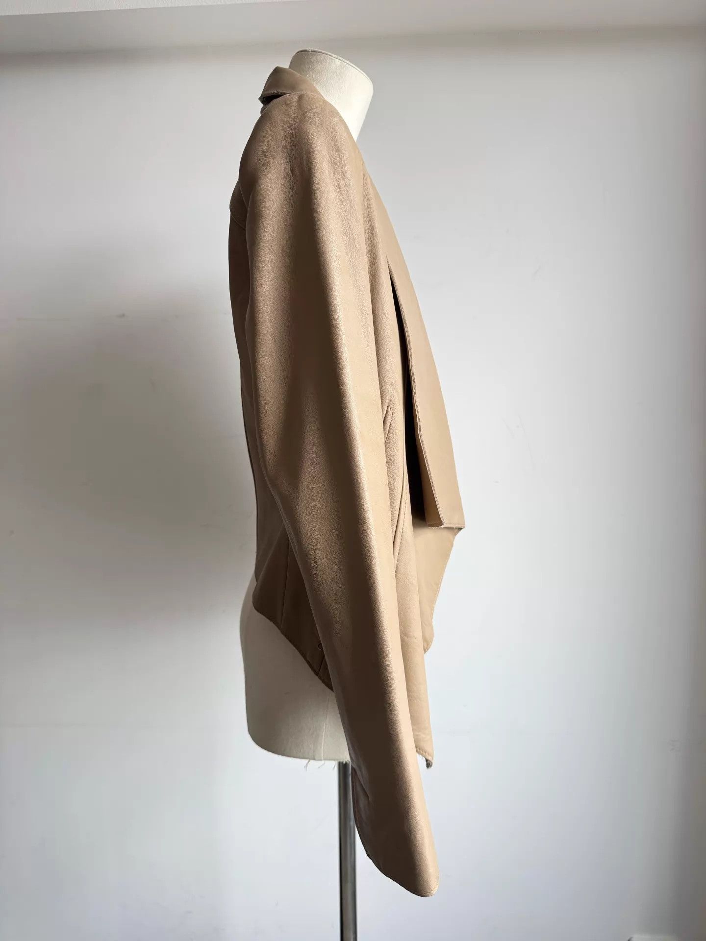 Helmut Lang Helmut Lang 2012AW Asymmetric Leather Jacket Size P Size ONE SIZE - 3 Thumbnail