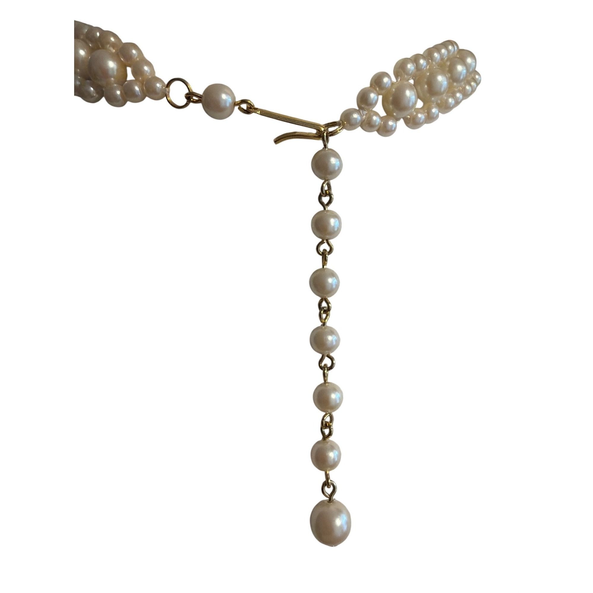 Other Vintage Faux Pearl Collar Necklace Gold Tone Hook Clasp 21" Size ONE SIZE - 3 Thumbnail