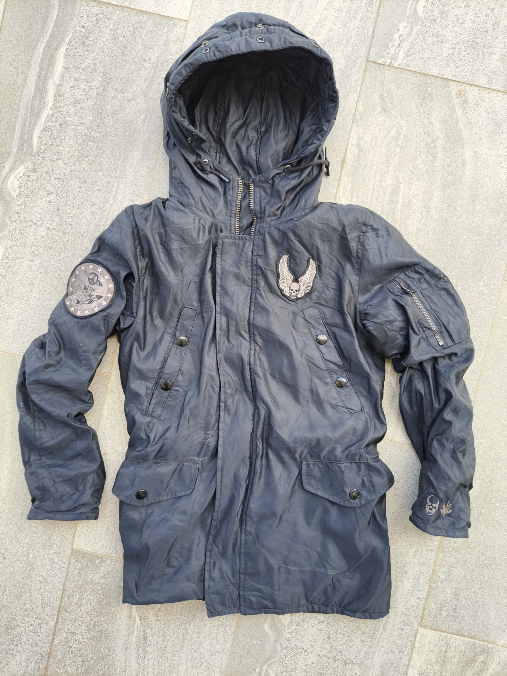 Lucien Pellat-Finet Lucien Pellat-Finet Skull Patched Hooded Bomber Jacket Size US XS / EU 42 / 0 - 1 Thumbnail
