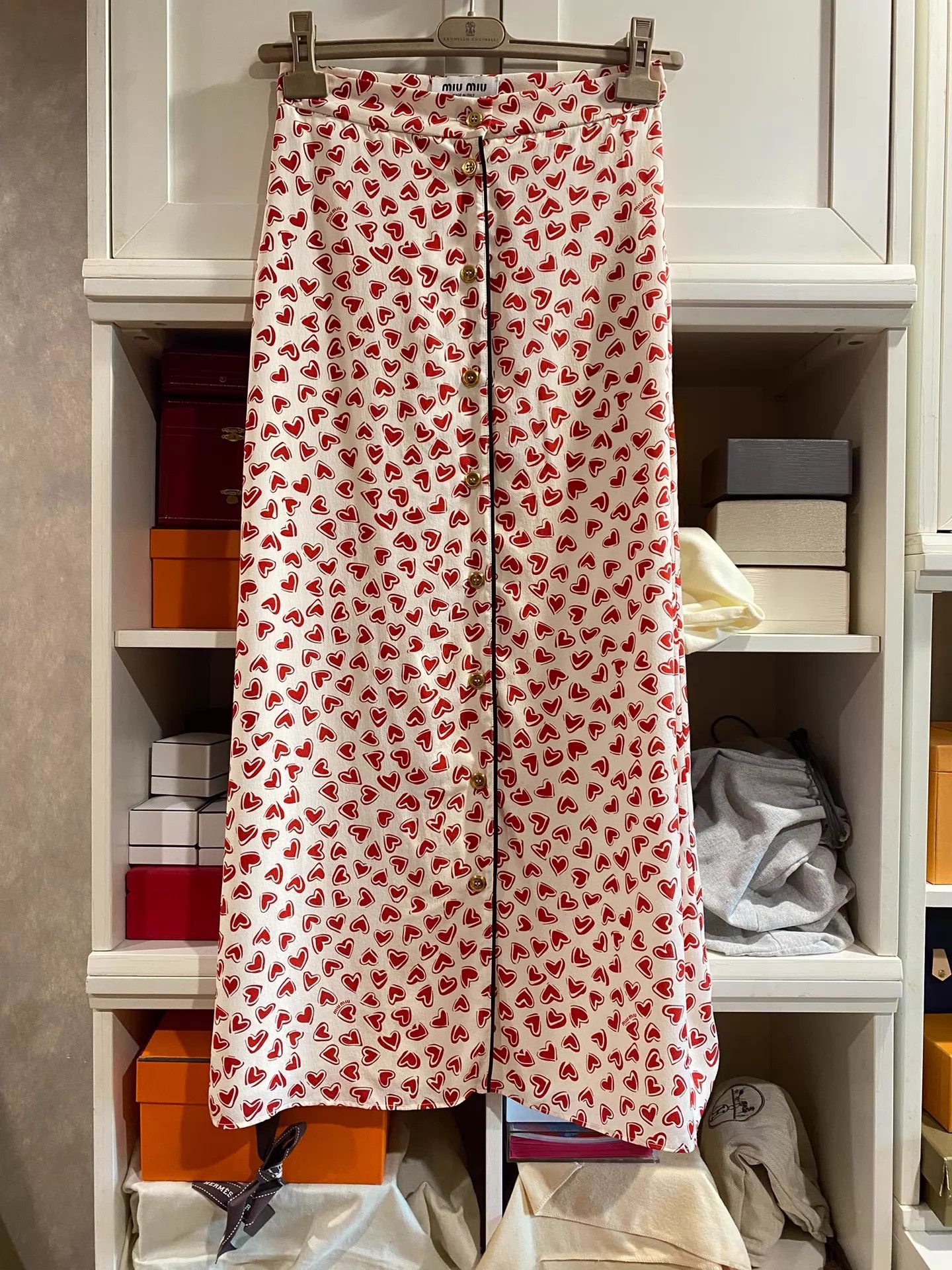 Miu Miu MIU MIU Full Heart Print Lightweight Skirt 38 Size 26" / US 2 / IT 38 - 1 Thumbnail