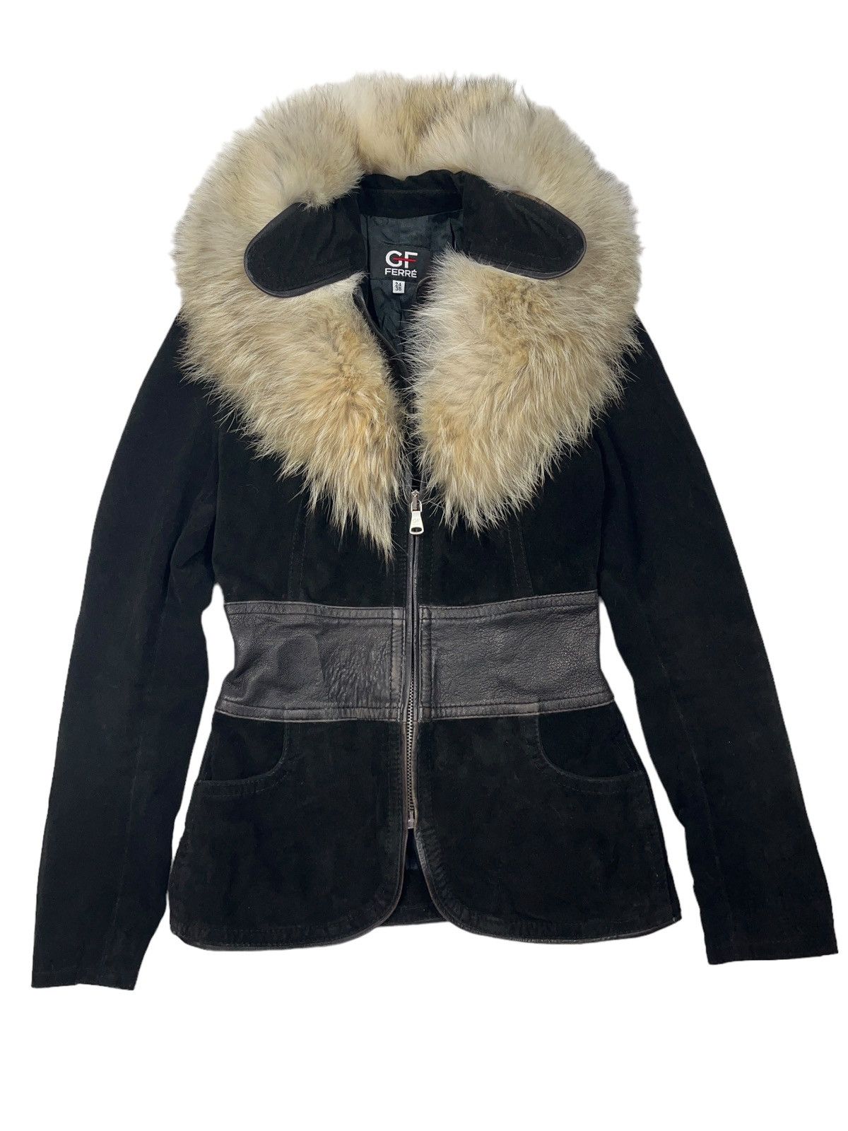 Gianfranco Ferre × Vintage Vintage Gianfranco Ferre Leather Coat with Coyote Fur 90s Size XS / US 0-2 / IT 36-38 - 1 Thumbnail