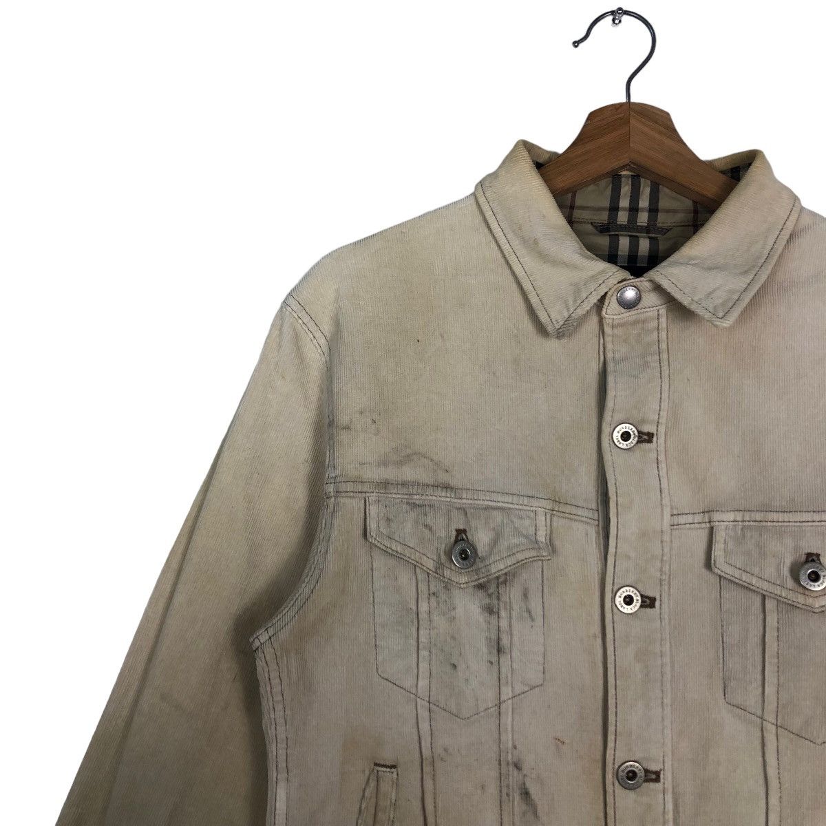Burberry 🔥Vtg Cropped Biker Jacket Corduroy Burberry Nova Check Size US M / EU 48-50 / 2 - 7 Thumbnail