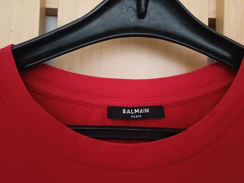 Balmain Original Balmain Paris Men's T-Shirt - Bright Red, Size L Size US L / EU 52-54 / 3 - 6 Thumbnail