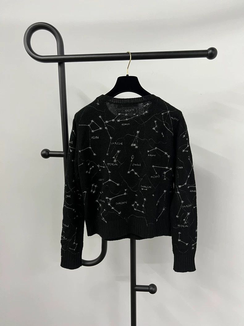 Dior Dior Black embroidered two-strand yarn full of stars cashm Size S / US 4 / IT 40 - 2 Thumbnail
