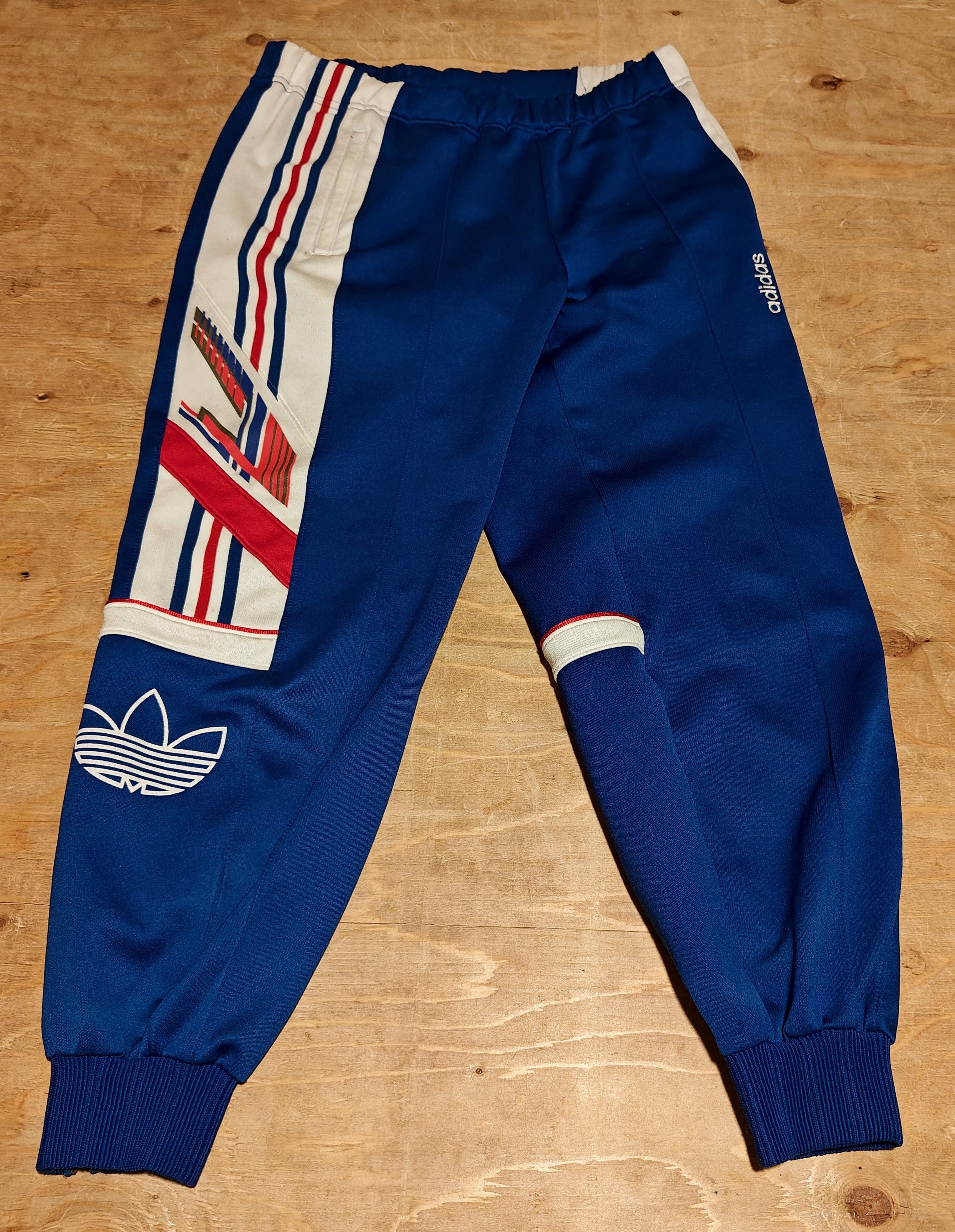 Adidas Vtg 80s 90s Mens Adidas Descente Japan blue track pants Size US 34 / EU 50 - 1 Thumbnail