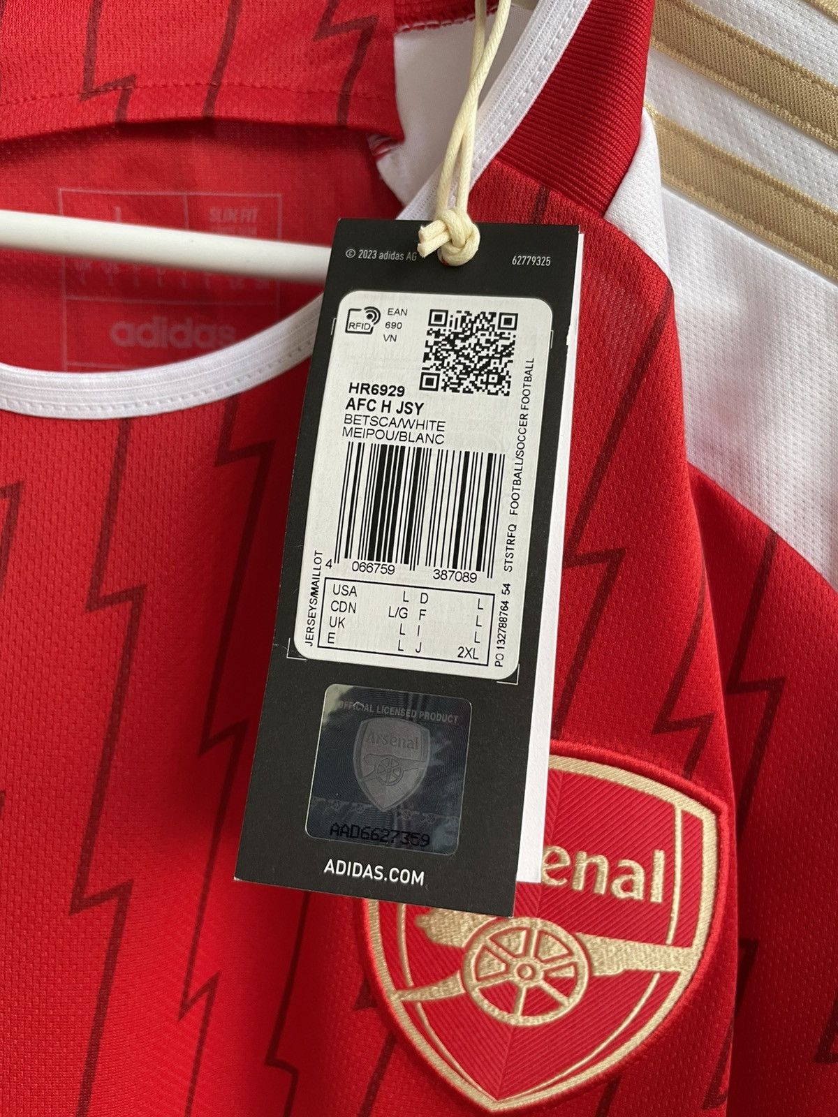 Vintage New Arsenal 2023 2024 Football Shirt Soccer Jersey HR6929 Size US L / EU 52-54 / 3 - 14 Thumbnail