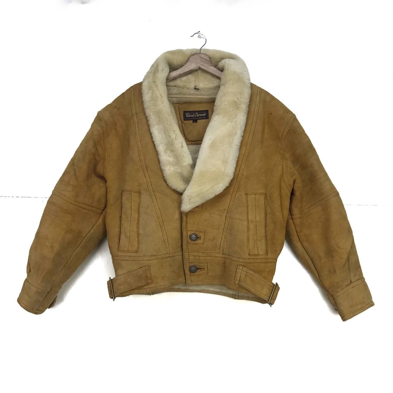 Genuine Leather Vintage Wind Armor Military Style Sheepskin Sherling Coat Size US M / EU 48-50 / 2 - 1 Thumbnail