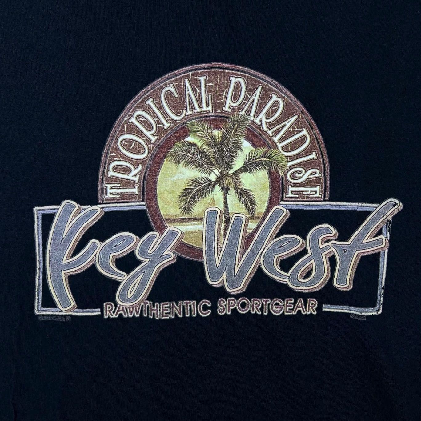 Gildan Key West “Tropical Paradise” Souvenir Spellout Graphic Black T-Shirt Medium Mens Regular Short Sleeve Gildan Size US M / EU 48-50 / 2 - 3 Thumbnail