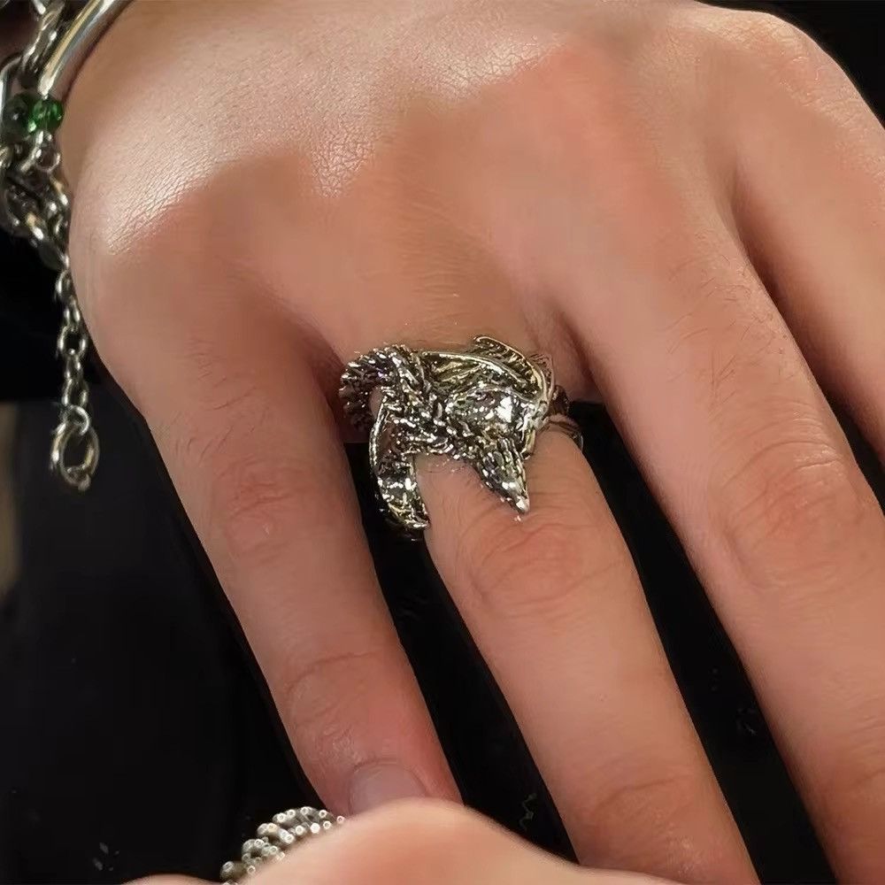 Jewelry Gothic Skull Dragon Ring Size ONE SIZE - 2 Thumbnail