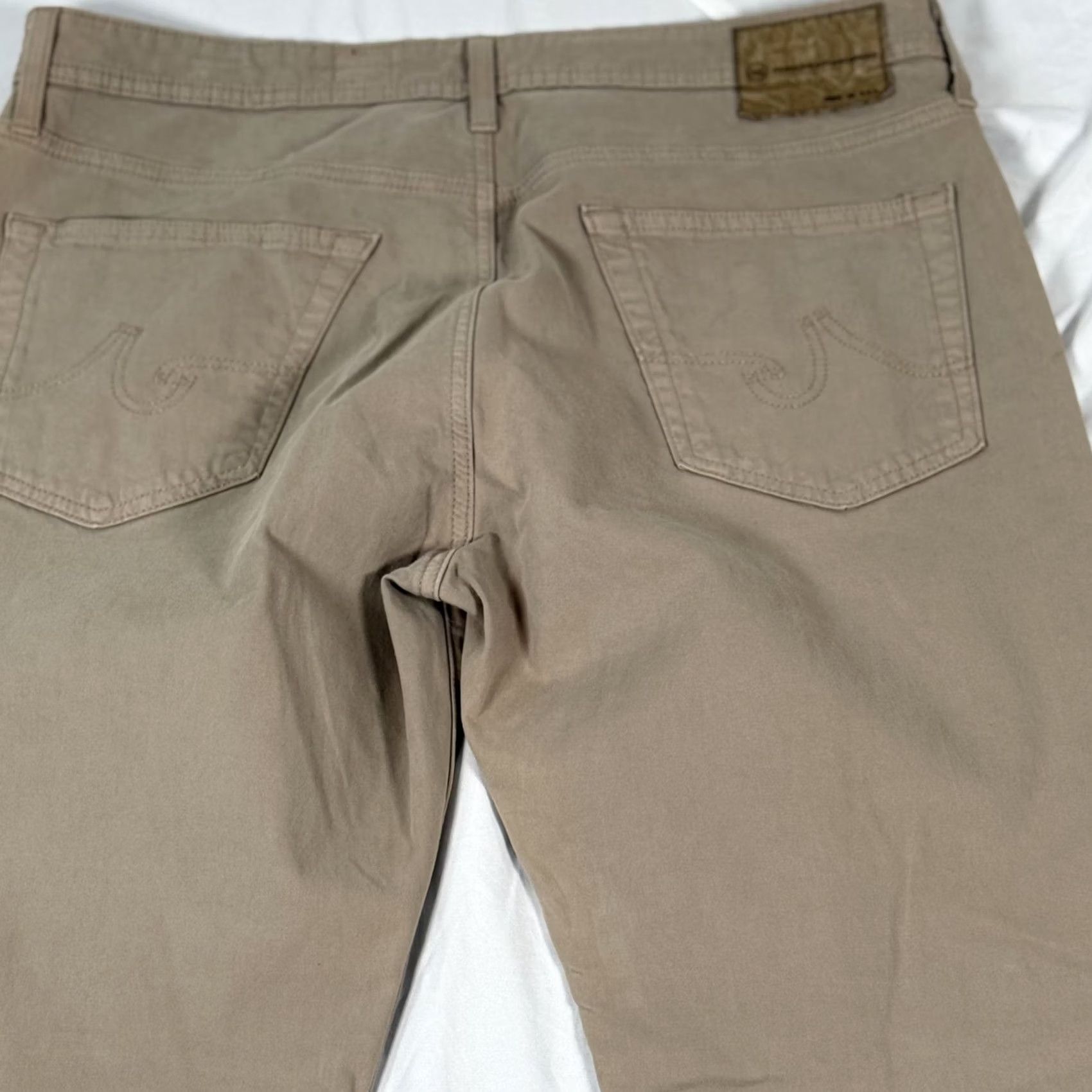Vintage AG Adriano Goldschmied The Protégé Jeans Mens 37x28 Beige Straight Stretch USA Size US 36 / EU 52 - 3 Thumbnail