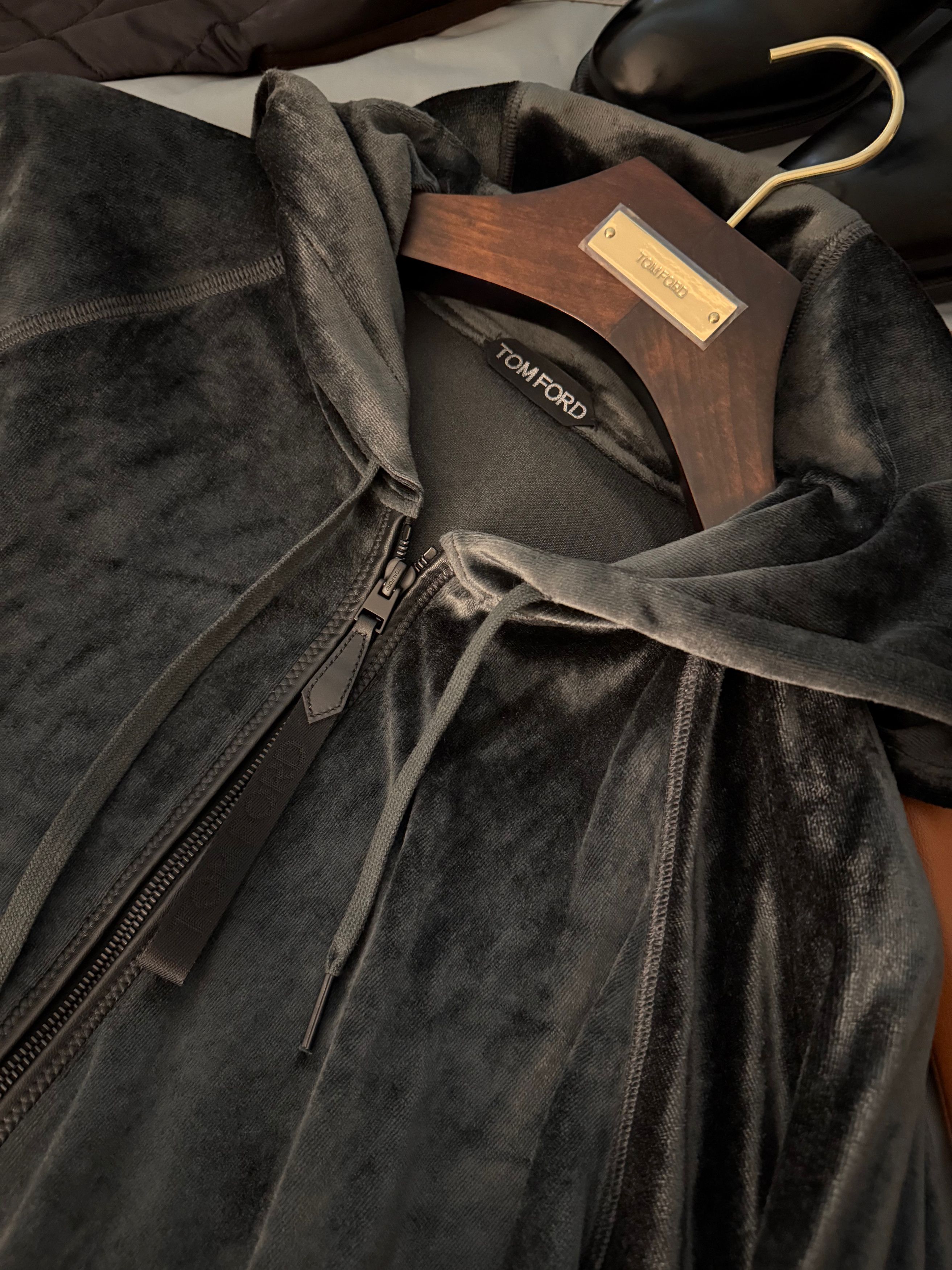 Tom Ford Best Dressed $1,850 w/Tax Velour Leather Accents Hoodie Size US M / EU 48-50 / 2 - 15 Thumbnail